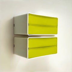 70s Design Wall Units with Pea-Green Drawers, Set of 2