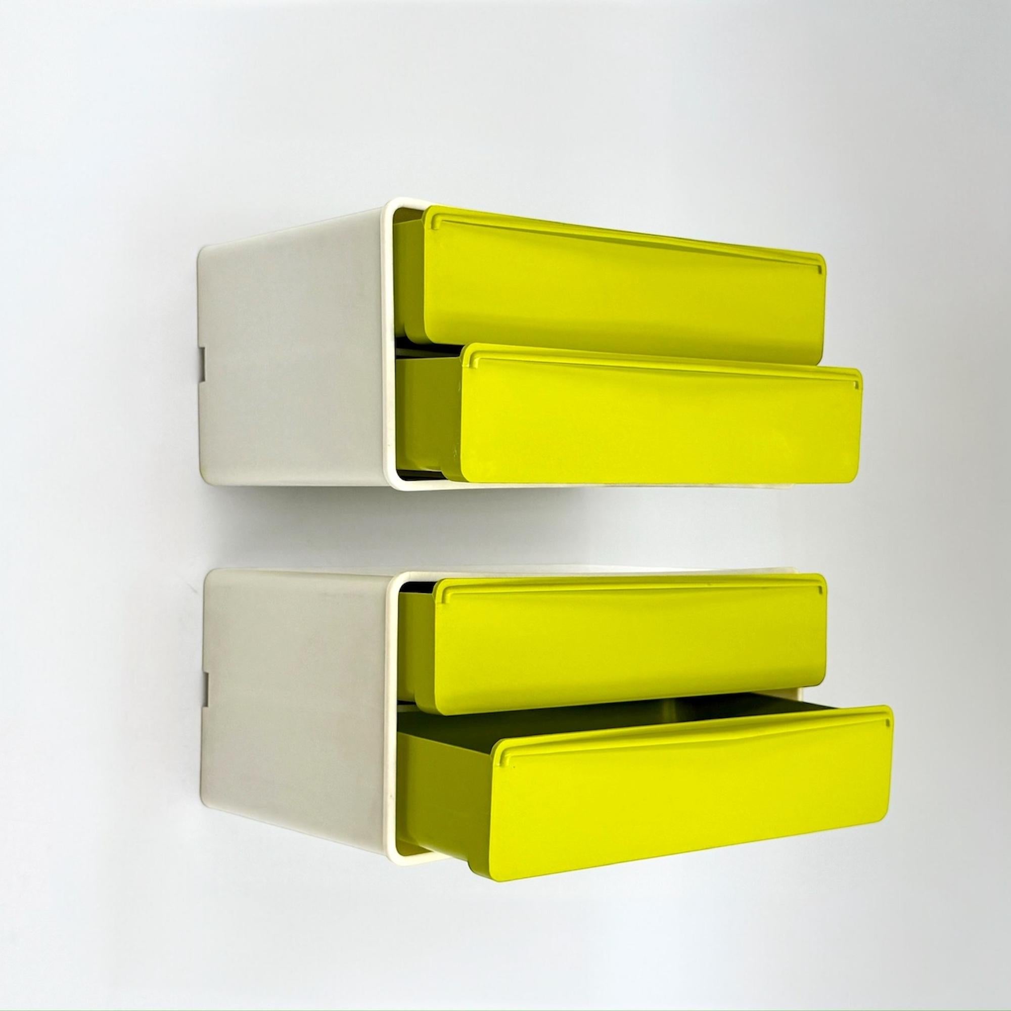 Dutch 70s Design Wall Units with Pea-Green Drawers, Set of 2 For Sale