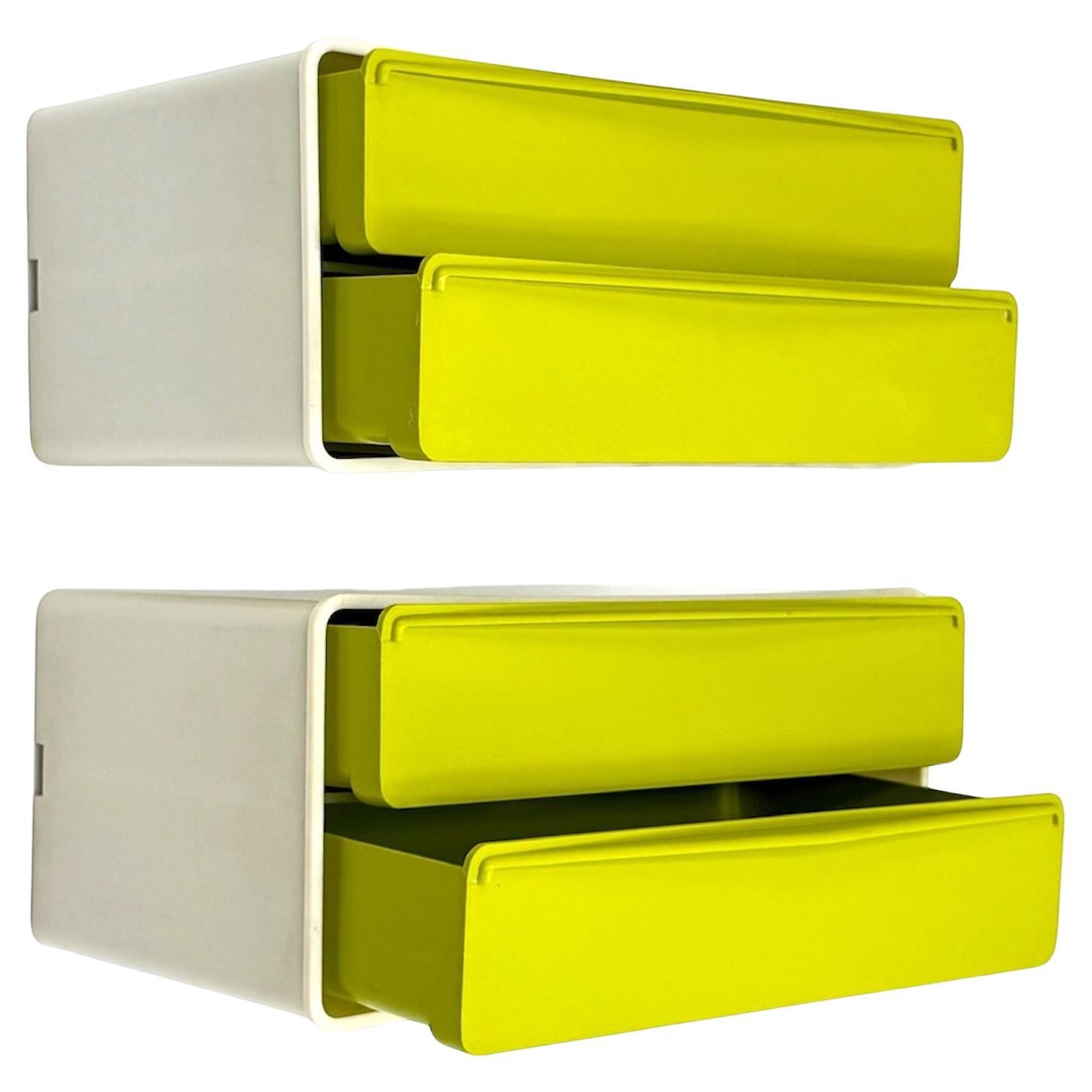 70s Design Wall Units with Pea-Green Drawers, Set of 2 For Sale