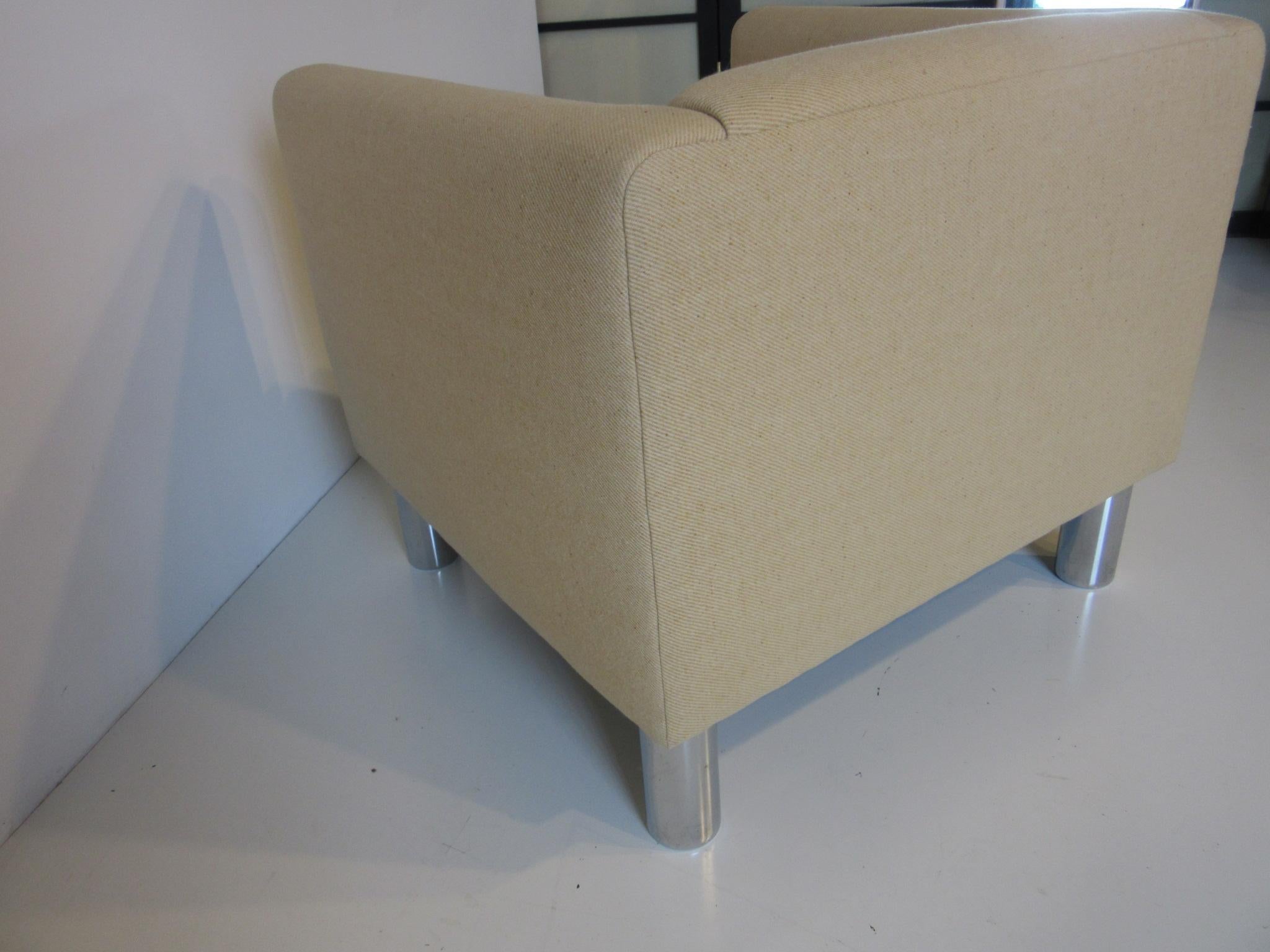 Modern 1970s Designer Upholstered Cube Side Chair by David Edward