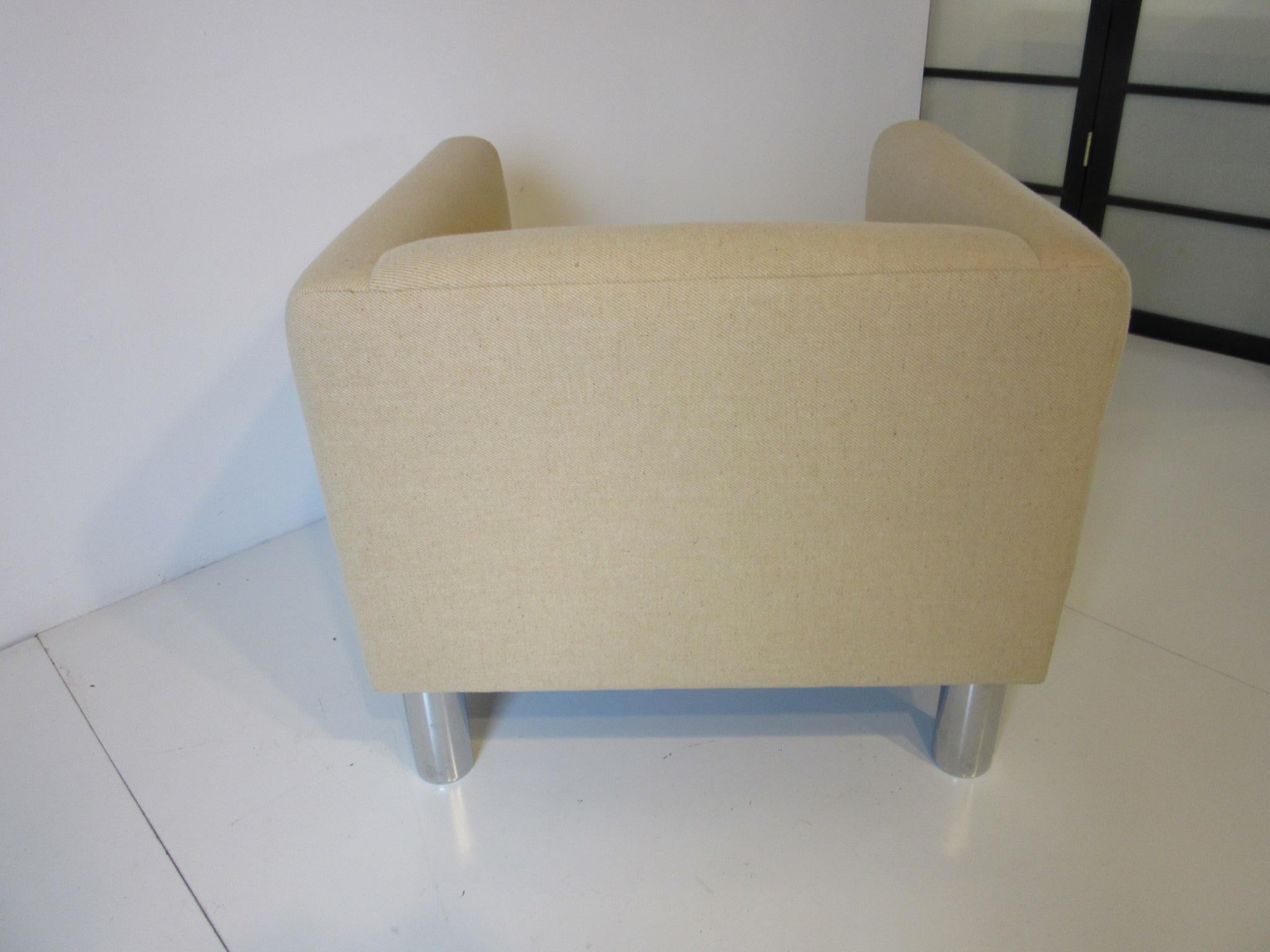 American 1970s Designer Upholstered Cube Side Chair by David Edward