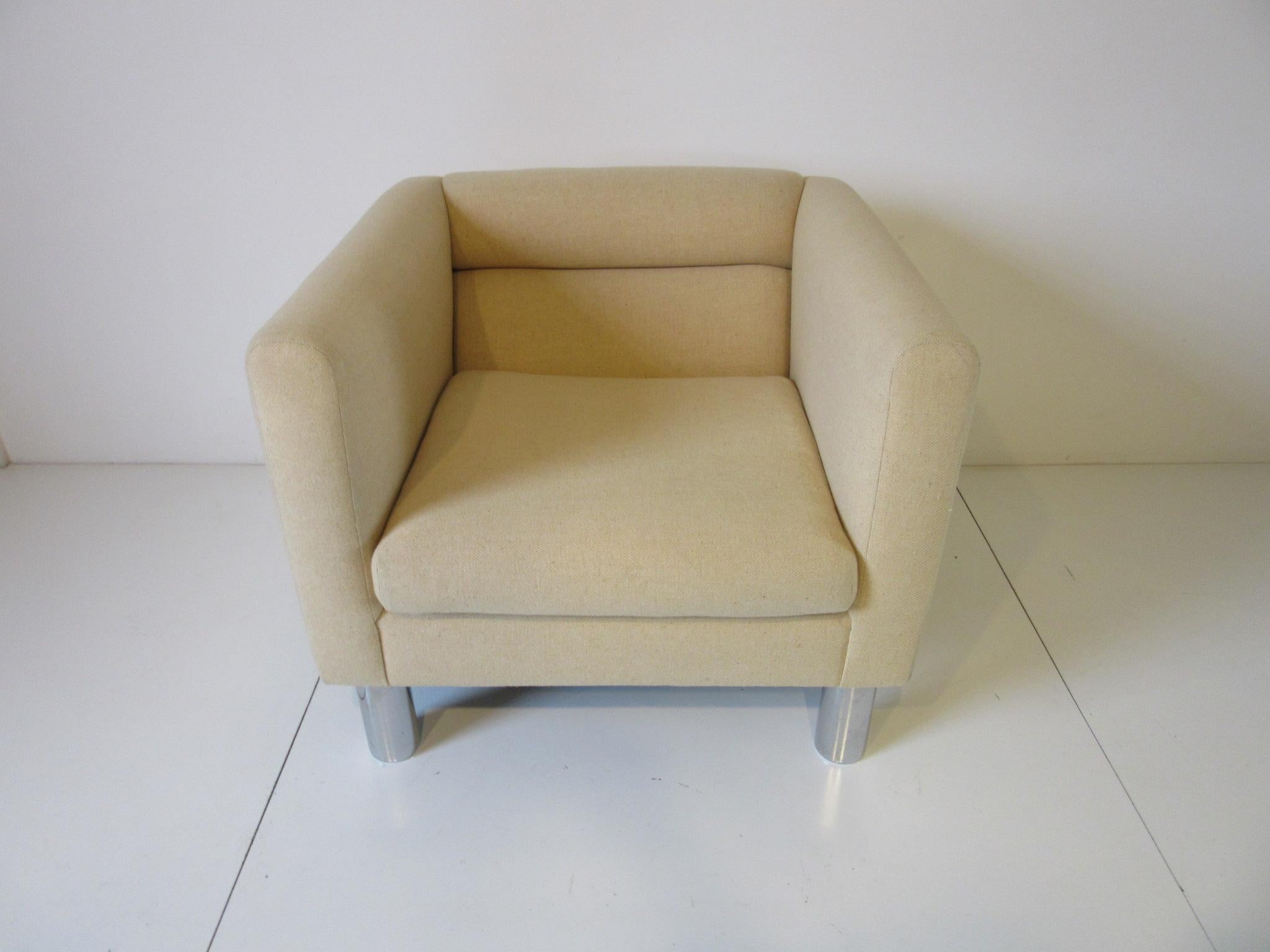 1970s Designer Upholstered Cube Side Chair by David Edward In Good Condition In Cincinnati, OH
