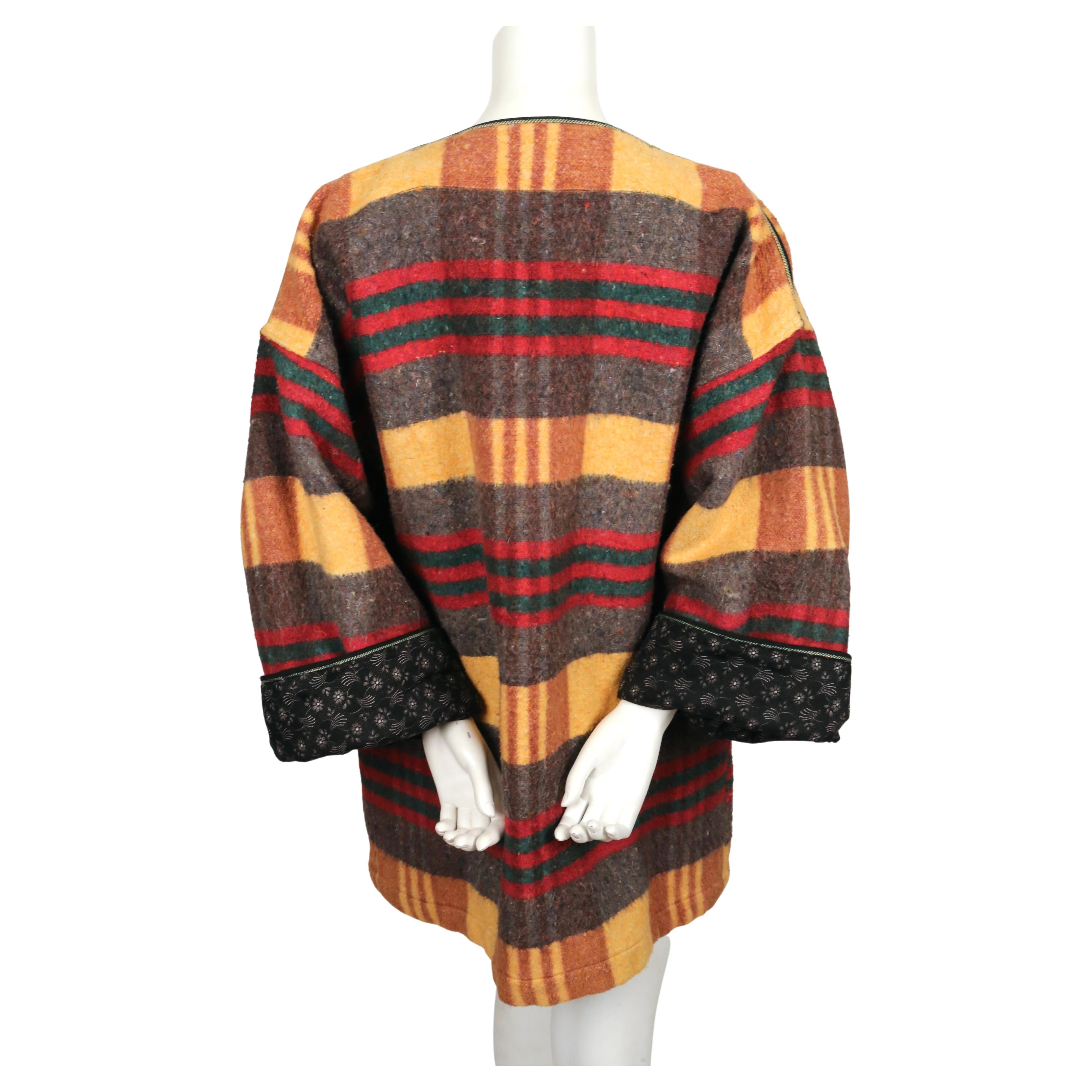 70's Dessinè par Jean-Charles de Castelbajac blanket jacket with floral lining For Sale 4