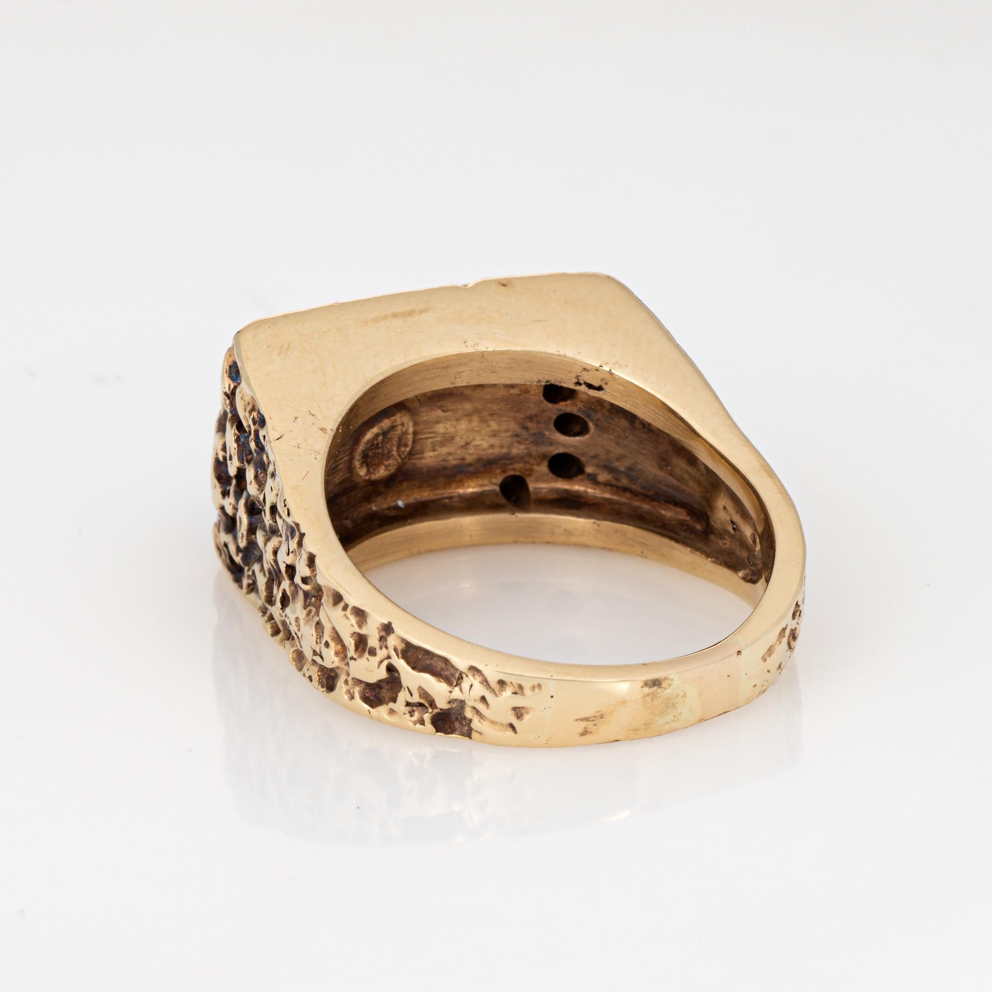70s Diamond Crescent Moon Star Sapphire Ring Vintage 14k Yellow Gold Sz 8.75 In Good Condition For Sale In Torrance, CA