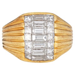 70s Diamond Dome Ring Sz 5 Wide Band Vintage 18k Yellow Gold Fine Jewelry