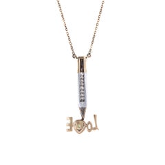 70s Diamond Love Pencil Necklace Jade Diamond Vintage 14k Yellow Gold Jewelry