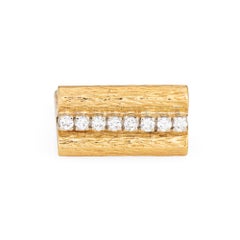 70s Diamond Square Ring Sz 6 Stacking Band Vintage 18k Yellow Gold Fine Jewelry