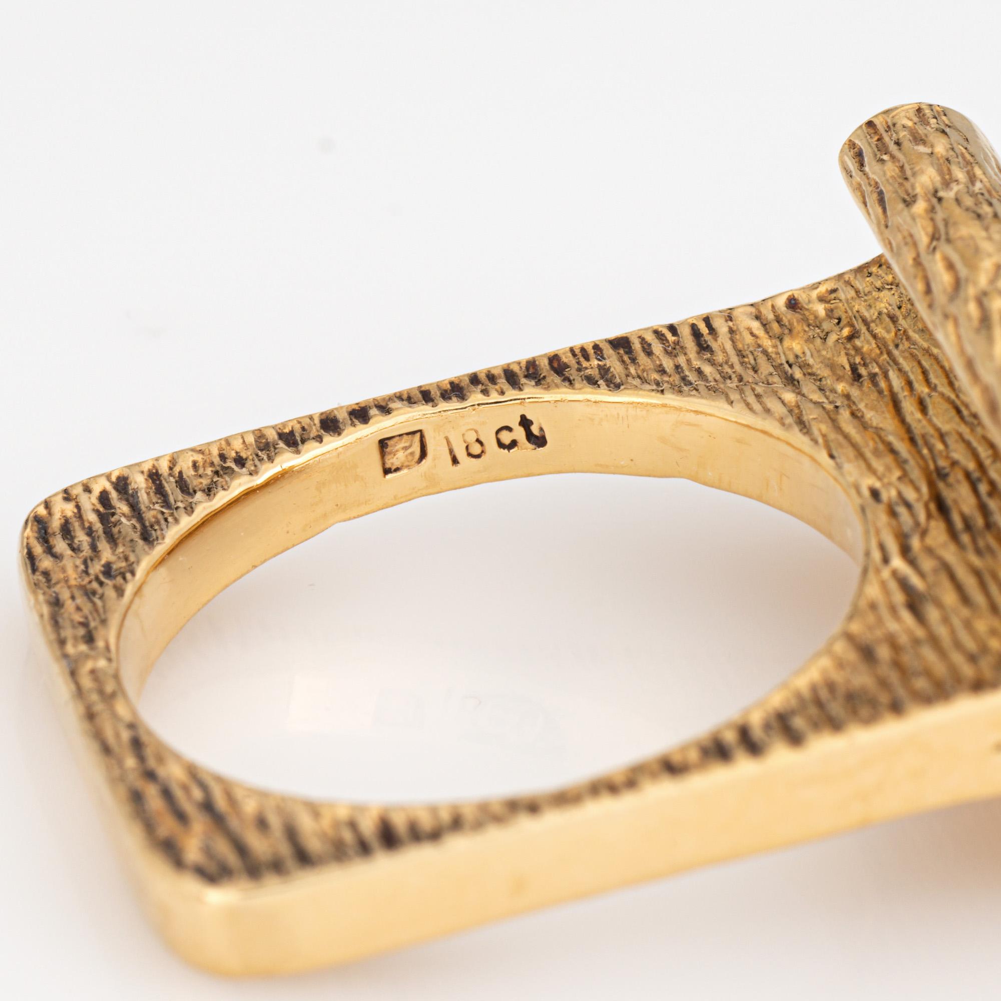 70s Diamond Square Ring Sz 6 Stacking Band Vintage 18k Yellow Gold Fine Jewelry en venta 1