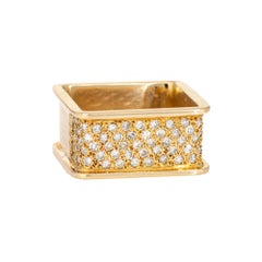 70s Diamond Square Ring Sz 8.5 Band Vintage 14k Yellow Gold Fine Jewelry