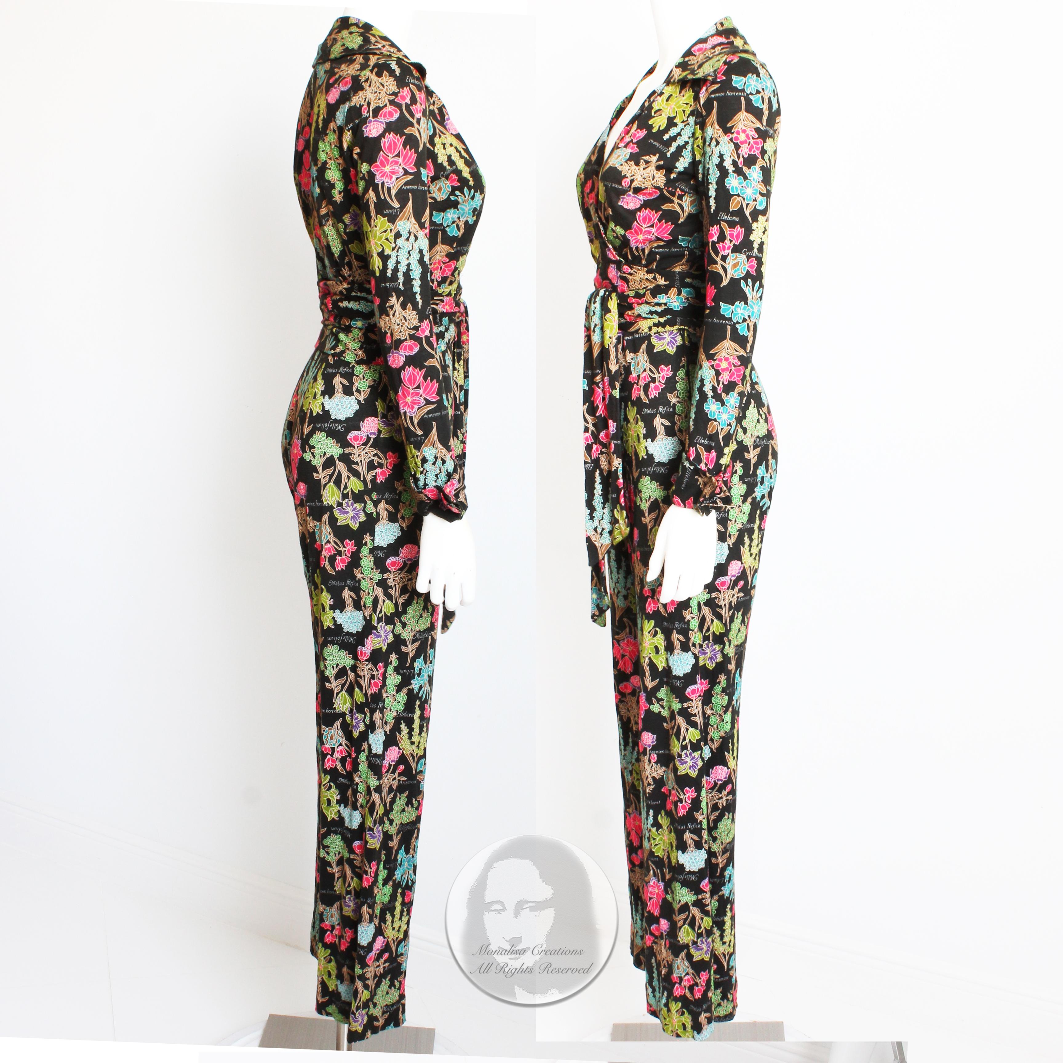 70s Diane Von Furstenberg Blouse and Pants Set Floral Jersey Sz 12 1
