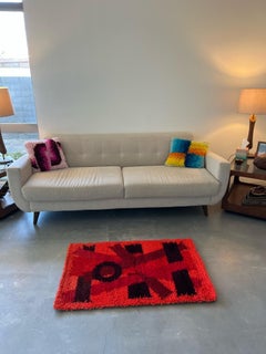 70's EGE RYA VANGUARD Scarves UNUSED Danish Rug Modern Mid Century Red Wool