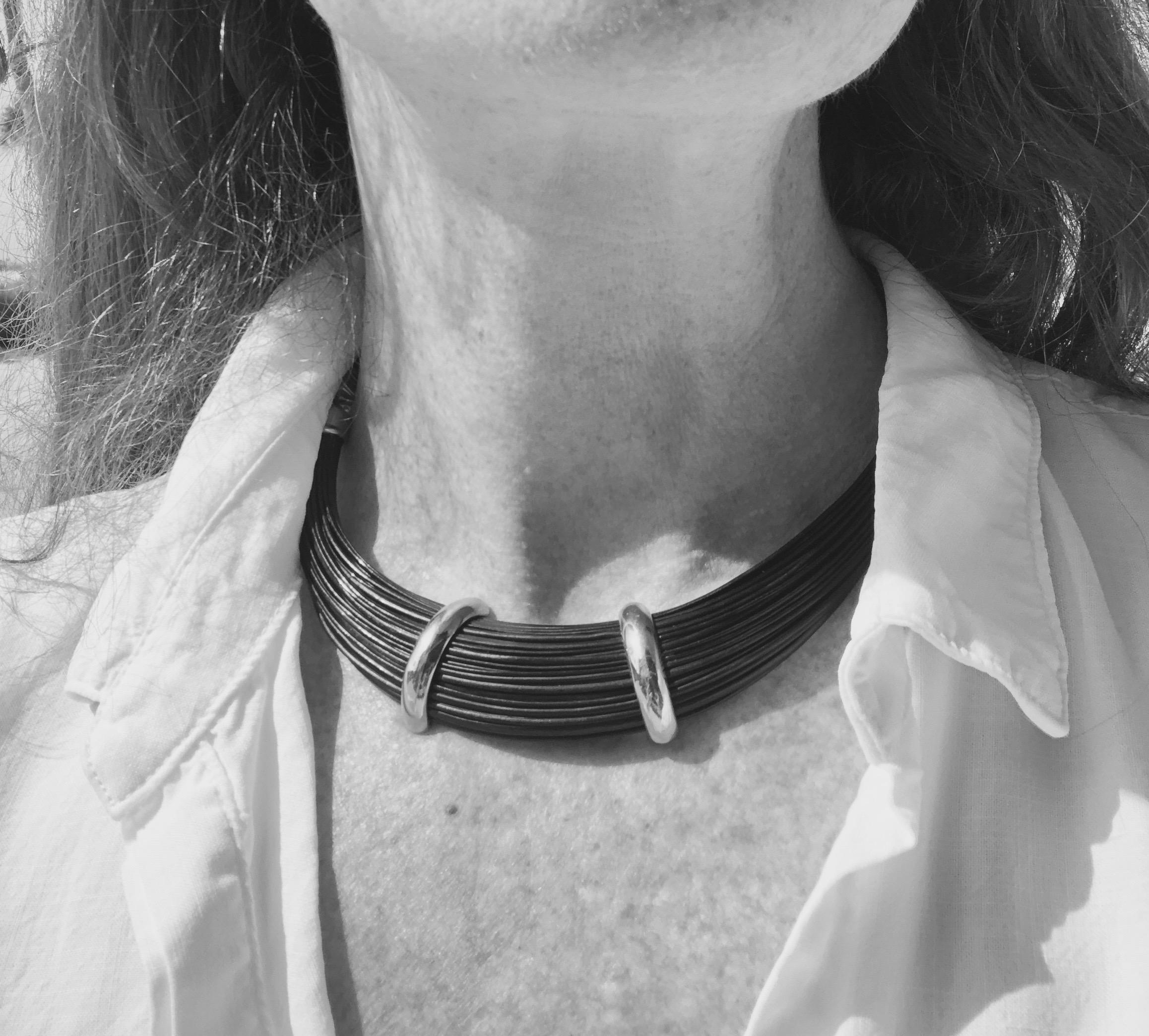 Modernist 1970s Elephant Hair and Gold Necklace