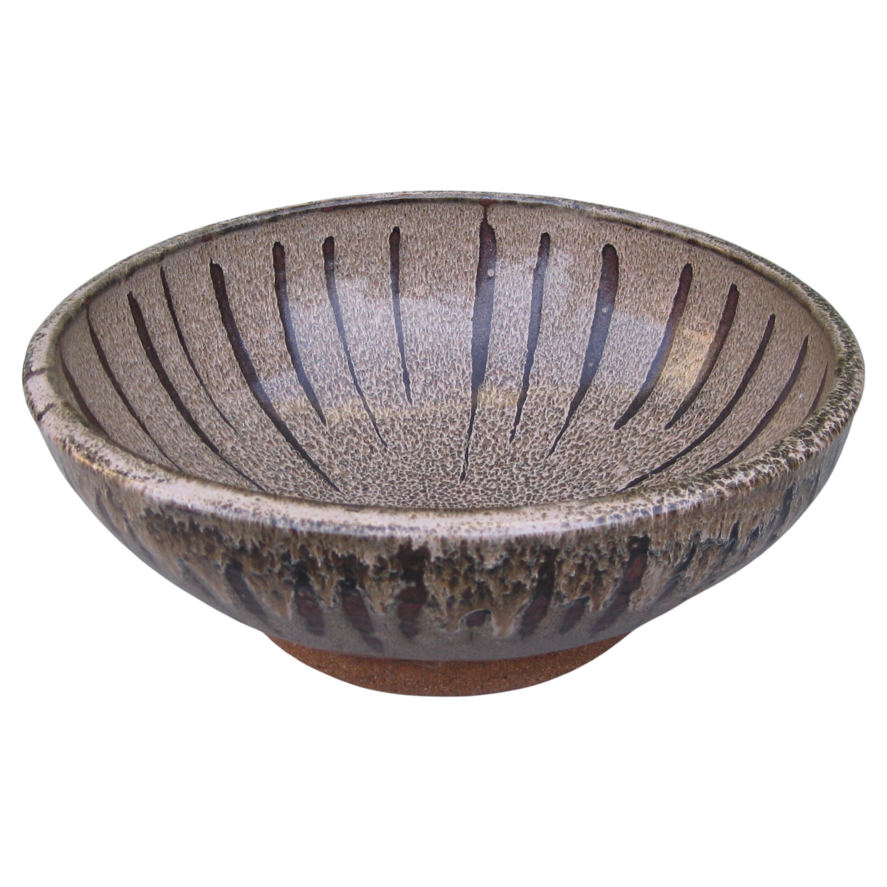 70s Ellen Phillips California San Diego Studio Pottery Huge Centerpiece Bowl 16" For Sale