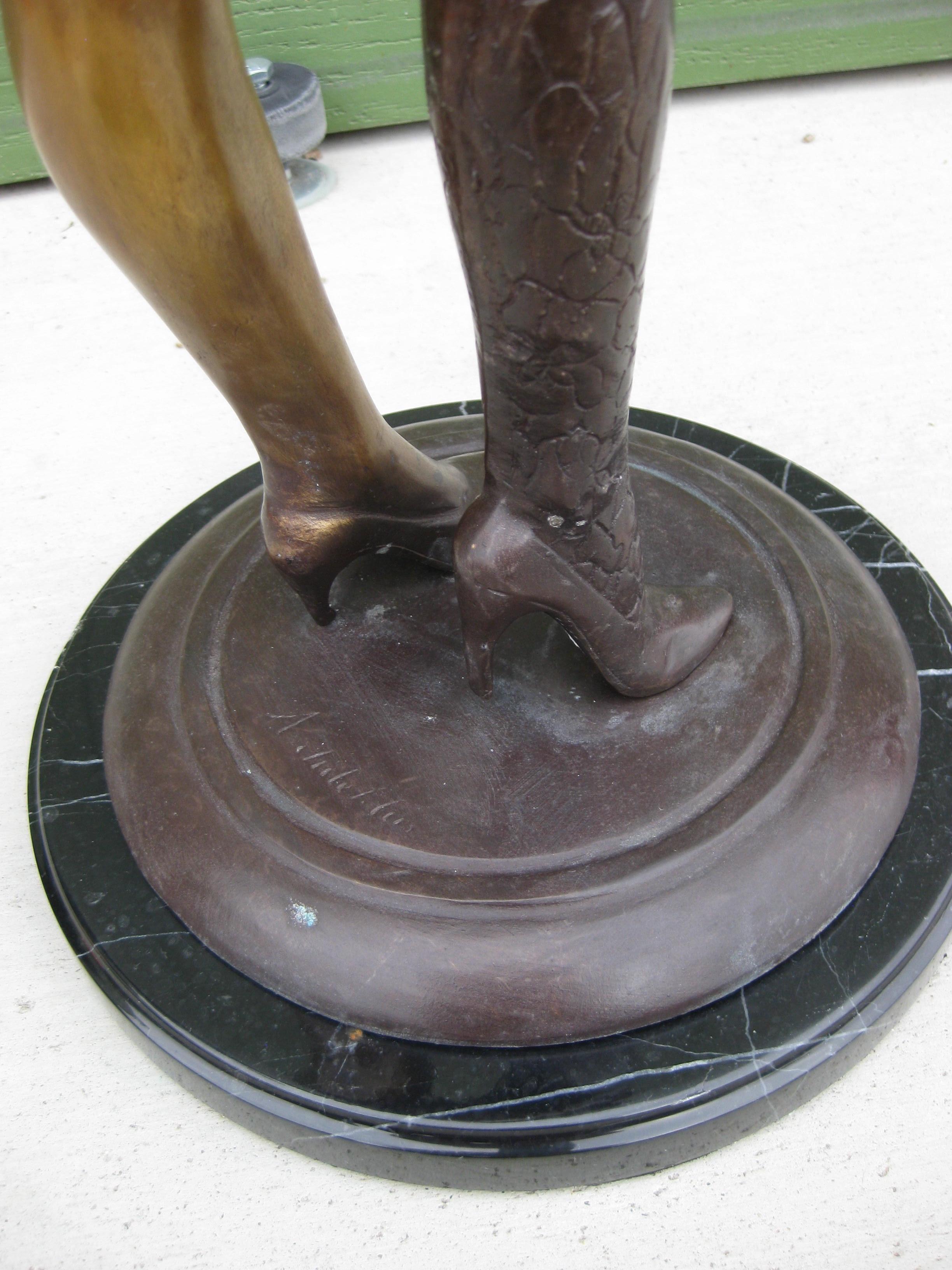 Scultura erotica in bronzo degli anni '70, nuda, risicata ed esotica, firmata! Francese? 23