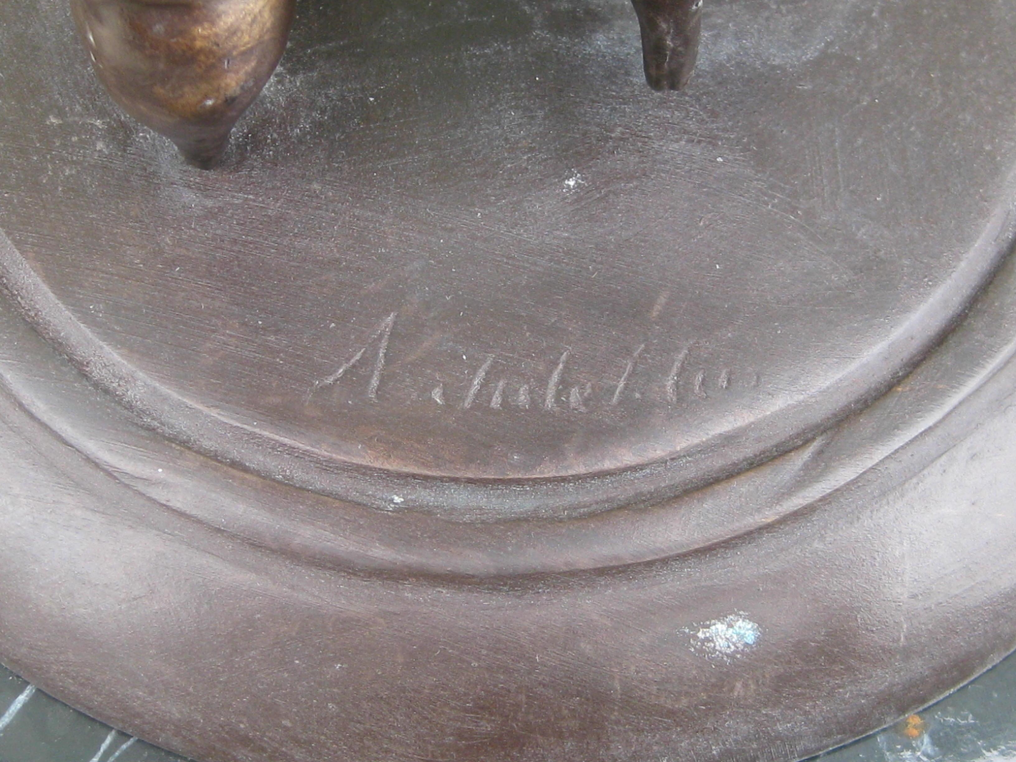 Scultura erotica in bronzo degli anni '70, nuda, risicata ed esotica, firmata! Francese? 23