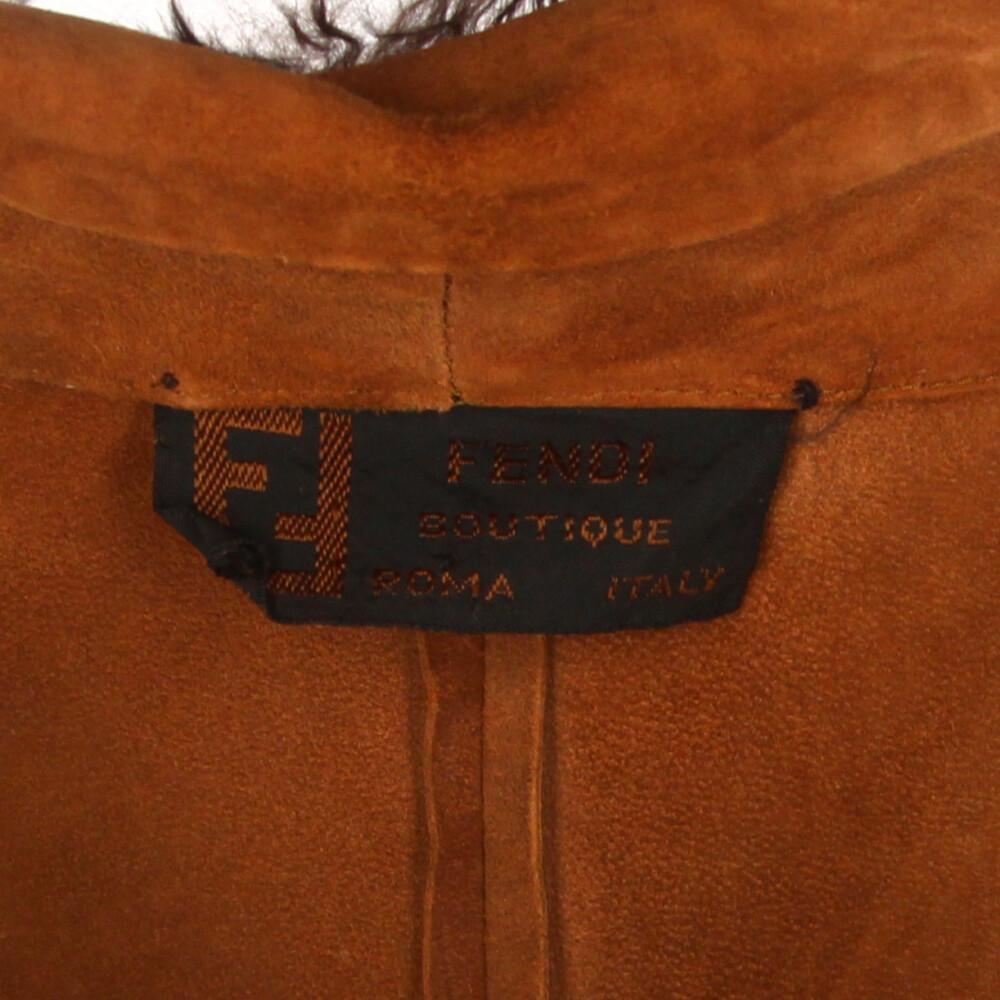 70s Fendi brown suede two-piece suit For Sale 3