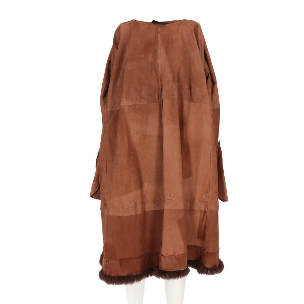70s Fendi brown suede two-piece suit For Sale 4