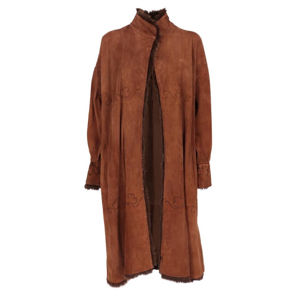 70s Fendi brown suede two-piece suit For Sale