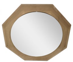 70s Fontana Arte Style Beveled Octagonal Smoked Glass Wall Mirror Art Deco Veca
