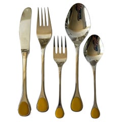 Retro Furst Furosil German Stainless Steel Flatware Set of 8 Five Piece Place Settings