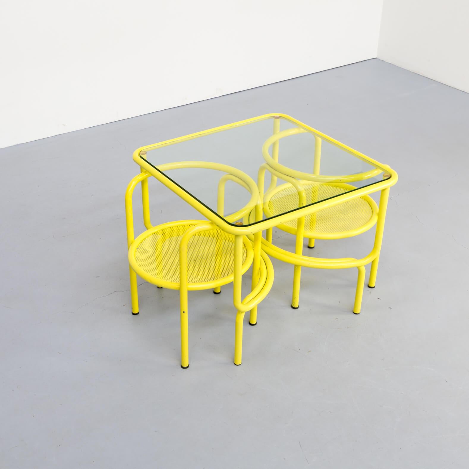 Metal 1970s Gae Aulenti ‘da Giardino Locus Solus’ Table Set for Poltronova Set of 3 For Sale