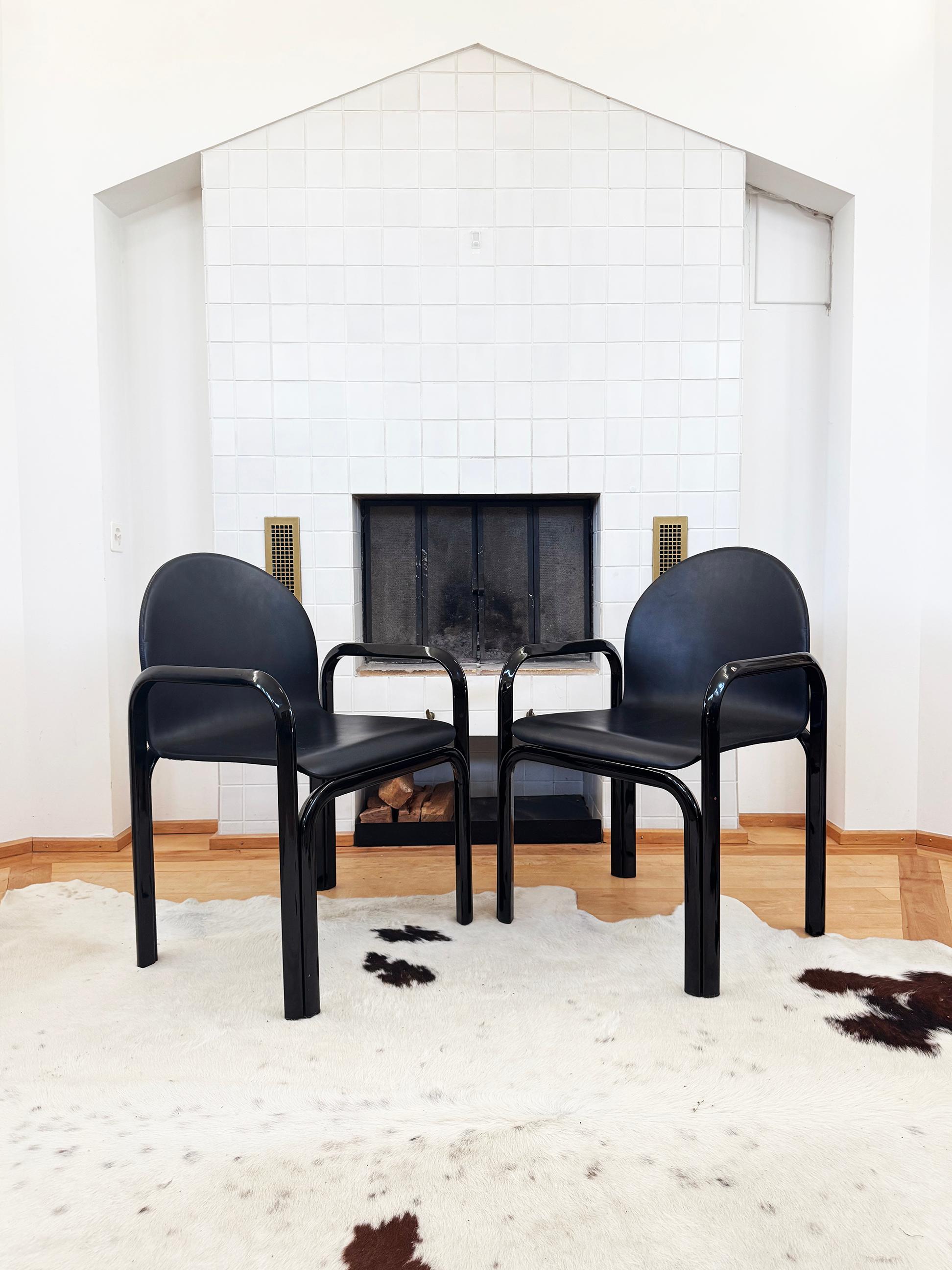 70s Gae Aulenti Knoll Black Orsay Square Mod 54 Table + 4 Blk Leather Chairs SET im Angebot 3