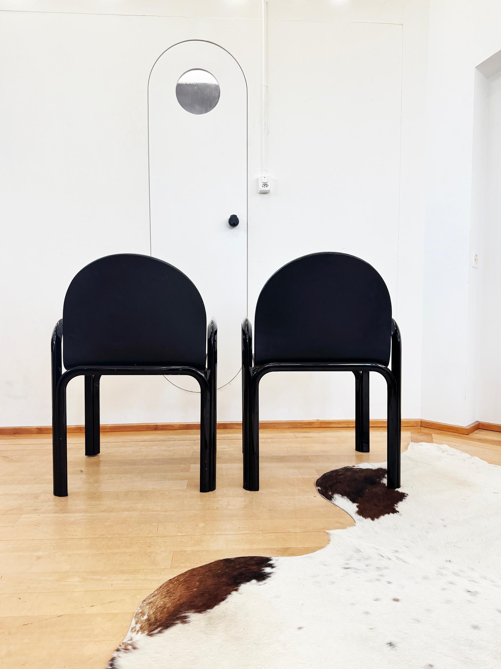 70s Gae Aulenti Knoll Black Orsay Square Mod 54 Table + 4 Blk Leather Chairs SET im Angebot 4