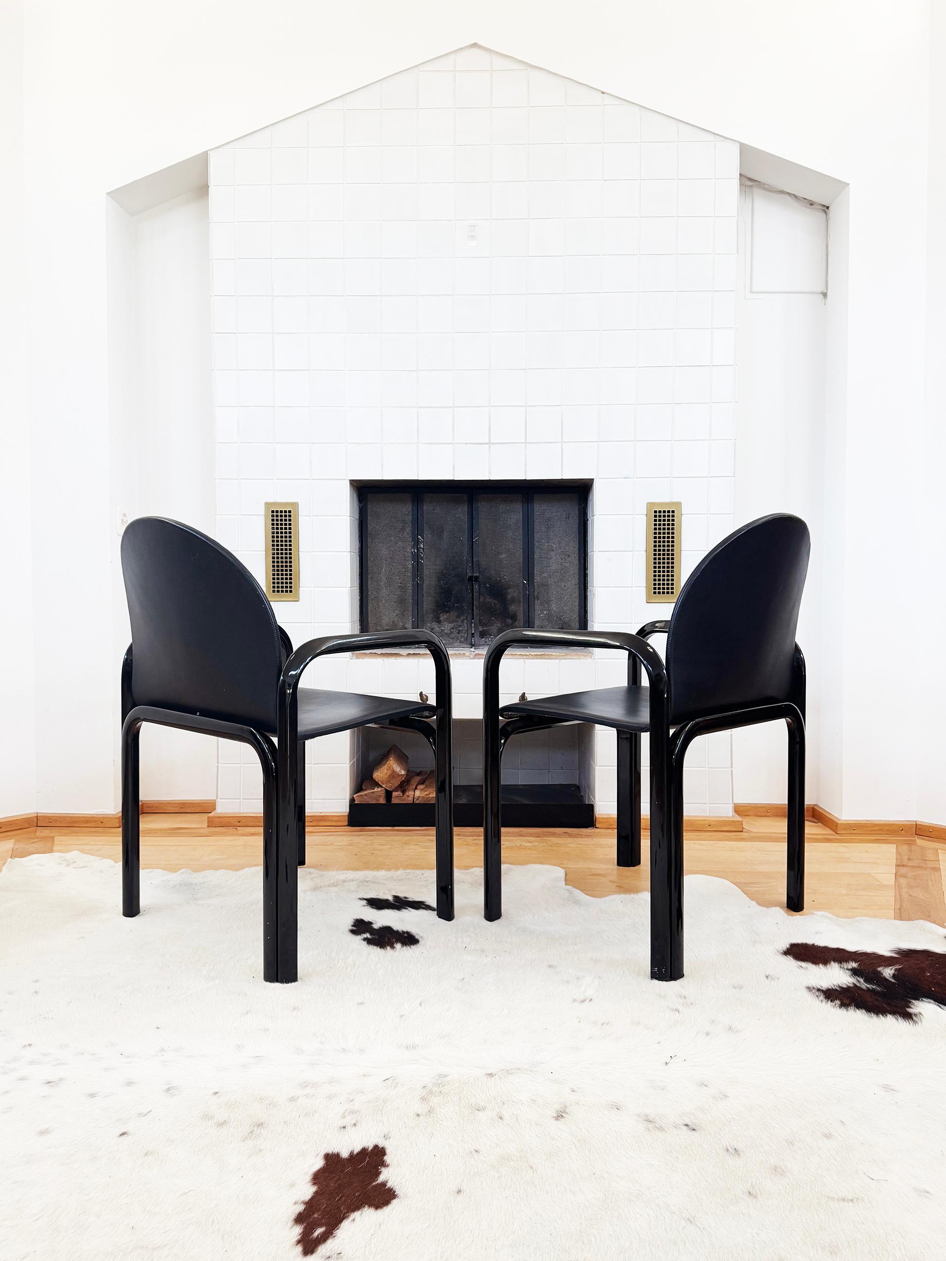 70s Gae Aulenti Knoll Black Orsay Square Mod 54 Table + 4 Blk Leather Chairs SET im Angebot 5