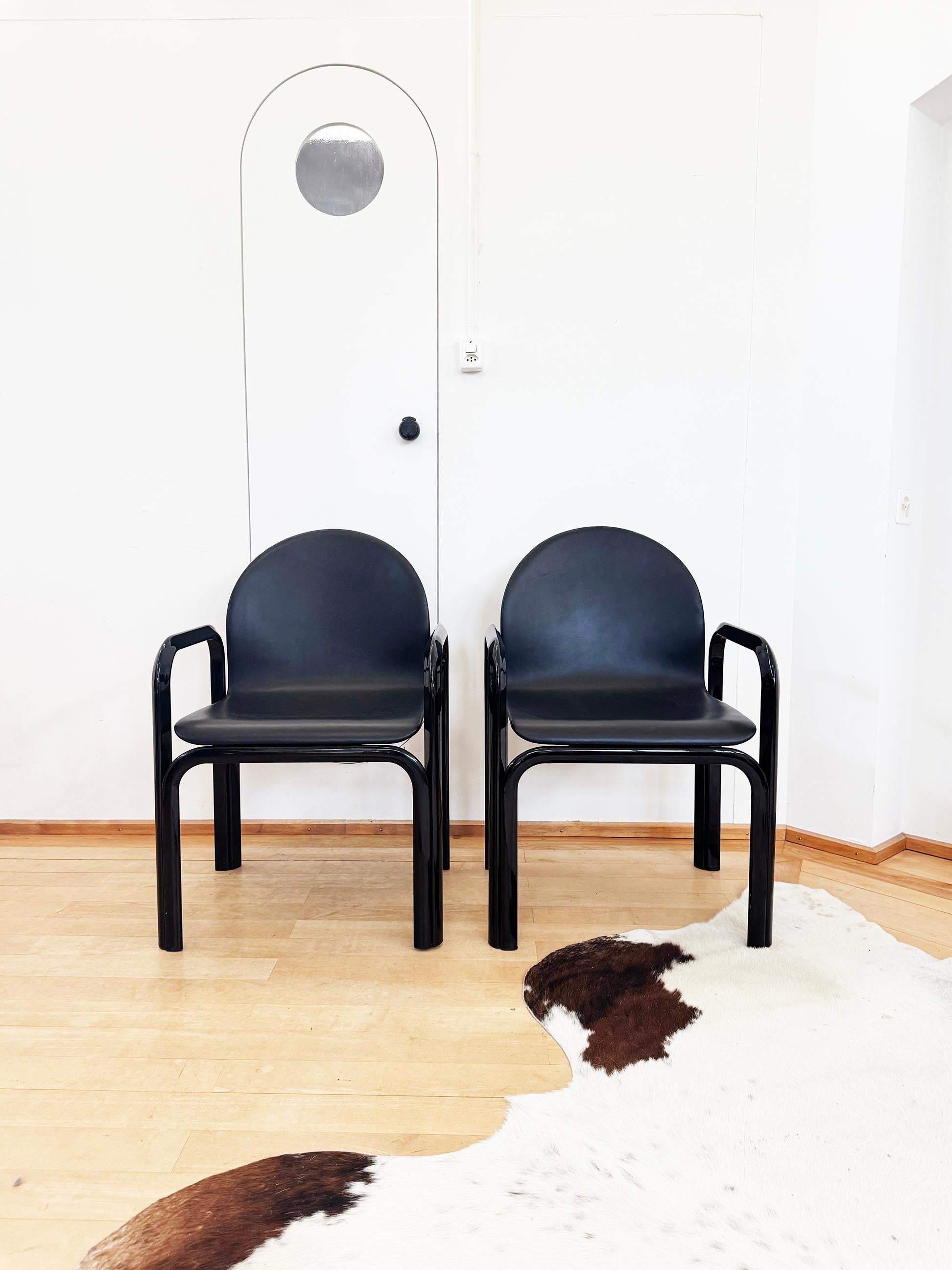 70s Gae Aulenti Knoll Black Orsay Square Mod 54 Table + 4 Blk Leather Chairs SET im Angebot 6