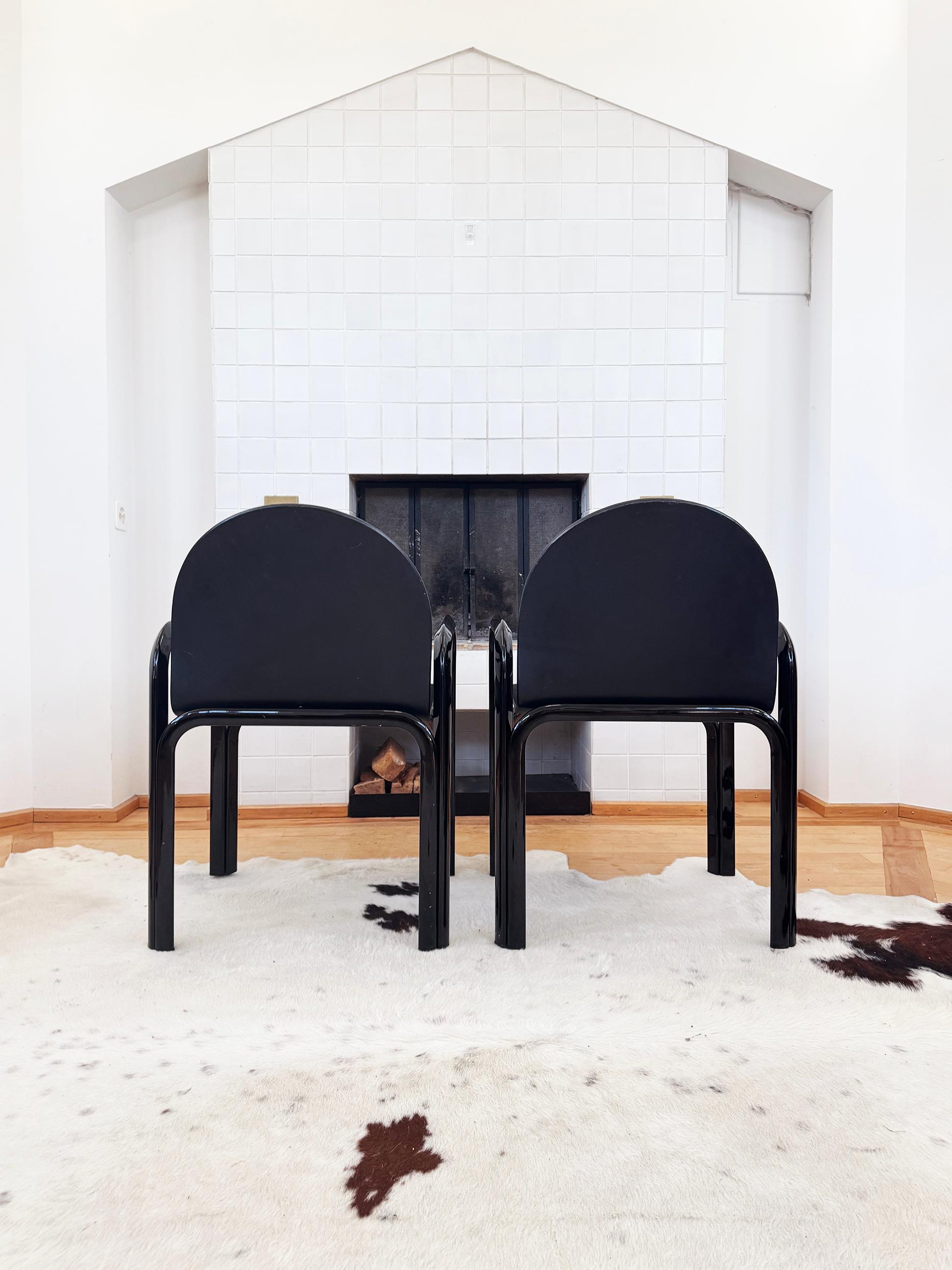 70s Gae Aulenti Knoll Black Orsay Square Mod 54 Table + 4 Blk Leather Chairs SET im Angebot 7