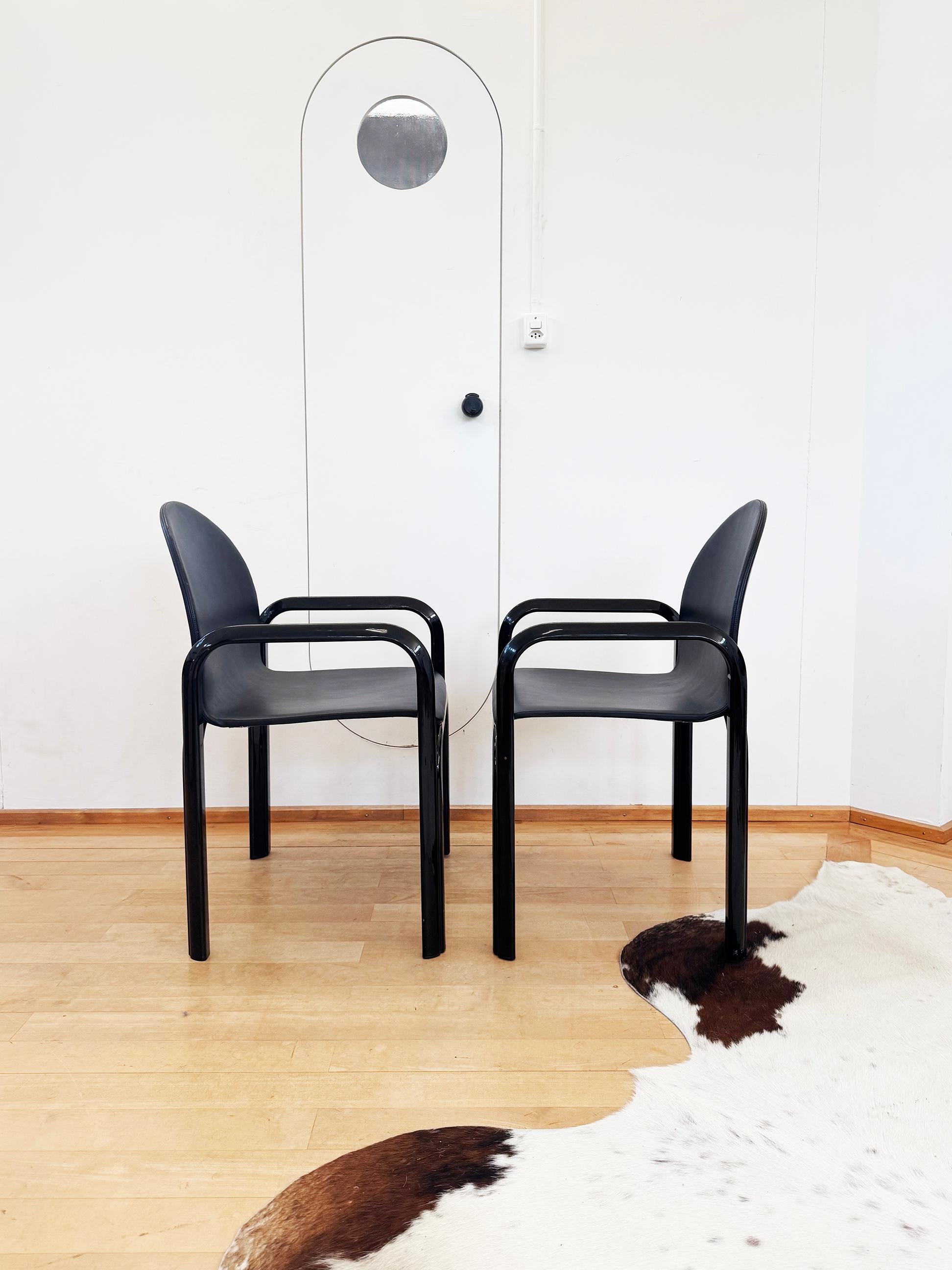 70s Gae Aulenti Knoll Black Orsay Square Mod 54 Table + 4 Blk Leather Chairs SET im Angebot 10