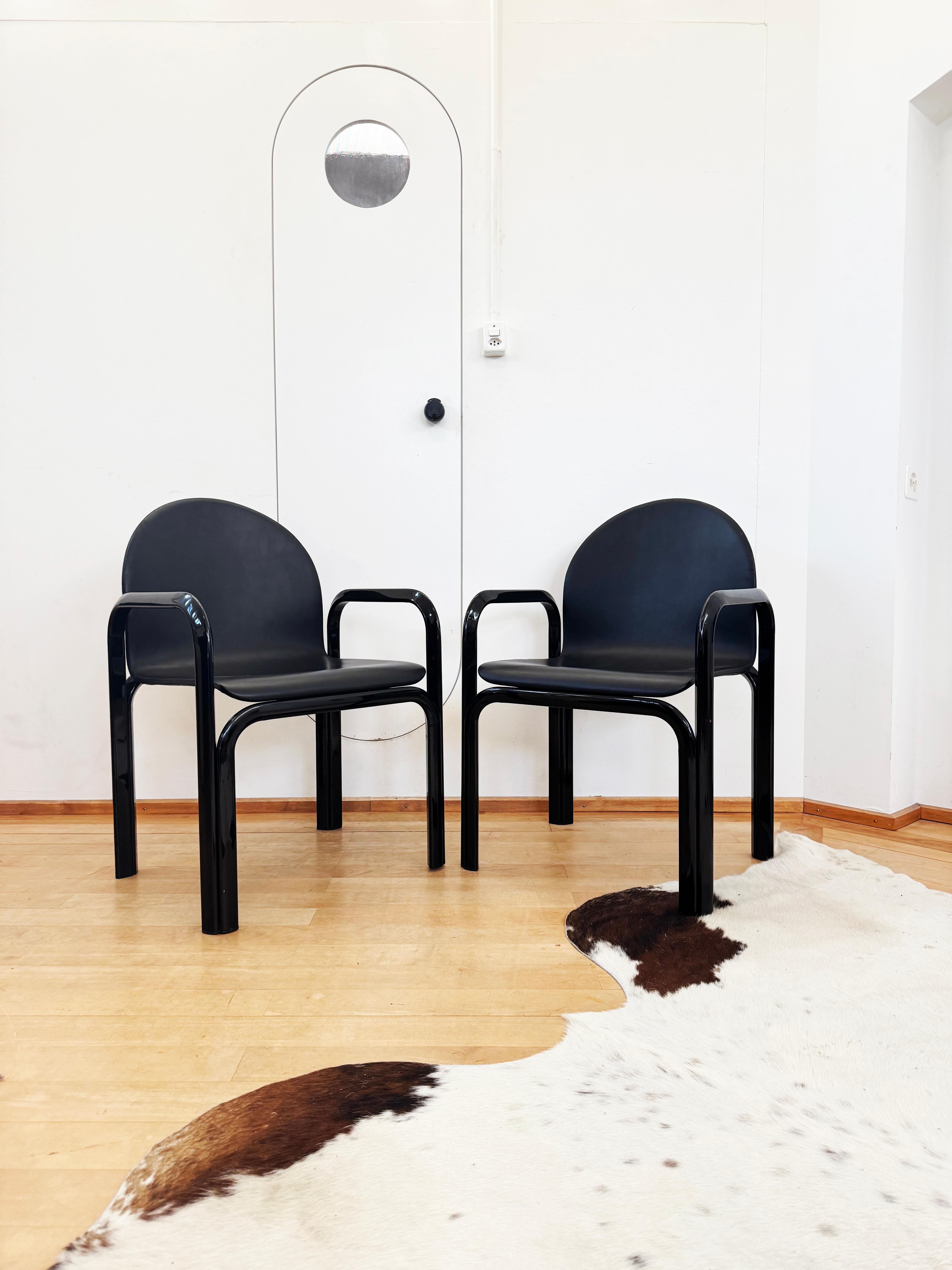 70s Gae Aulenti Knoll Black Orsay Square Mod 54 Table + 4 Blk Leather Chairs SET (Ende des 20. Jahrhunderts) im Angebot