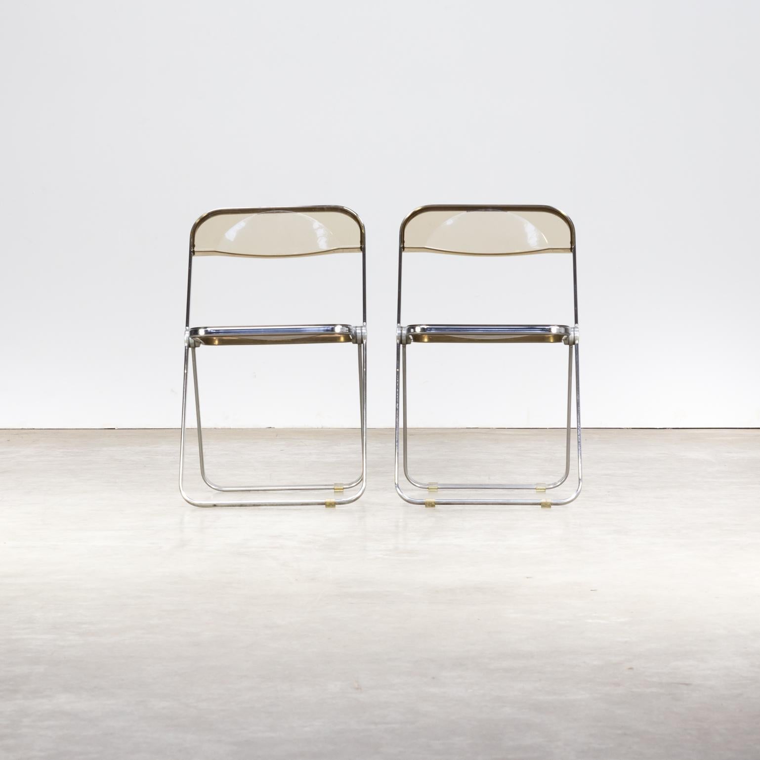 Italian 1970s Giancarlo Piretti ‘Plia’ Folding Chair for Castelli Set of 2 For Sale