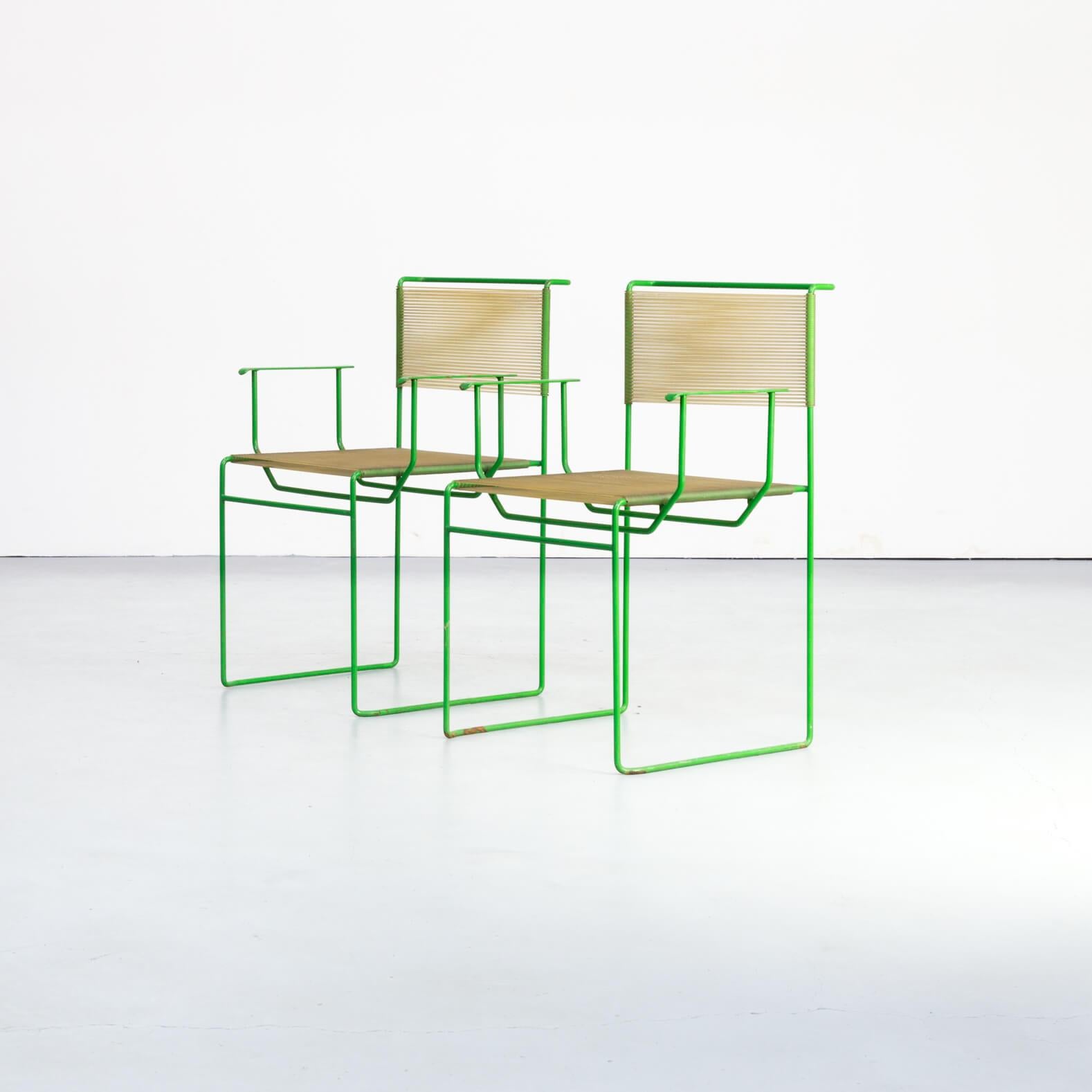 Mid-Century Modern 1970s Giandomenico Belotti Spaghetti Chairs for Fly Line Set of 4 For Sale