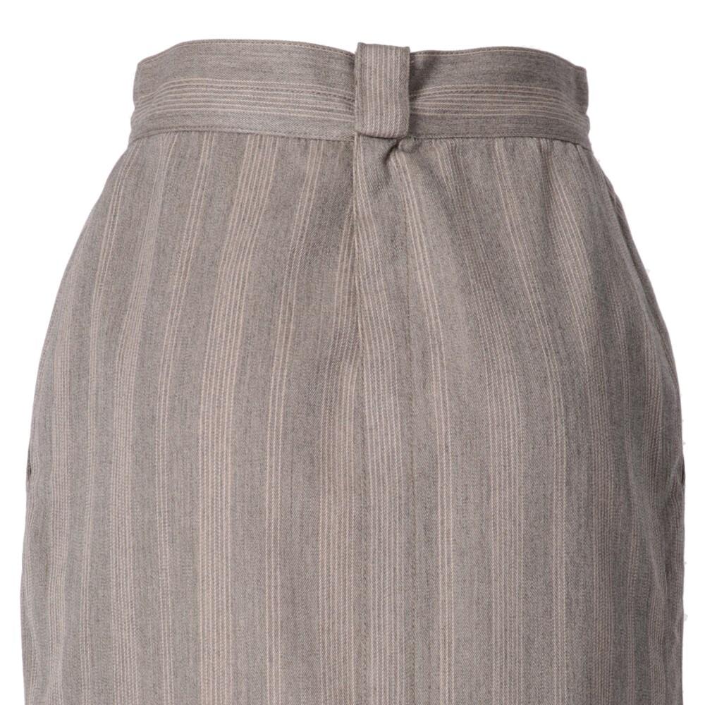 70s Gianni Versace Vintage striped grey wool knee-length skirt 1