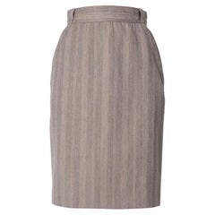 70s Gianni Versace Vintage striped grey wool knee-length skirt