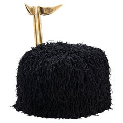 70s Glamorous Sculptural Cast Brass & Handwoven Wool Dining Chair, Egg Designs