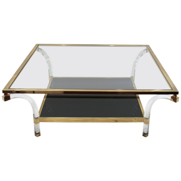 1970s Glass Coffee Table by Maison Jansen For Sale