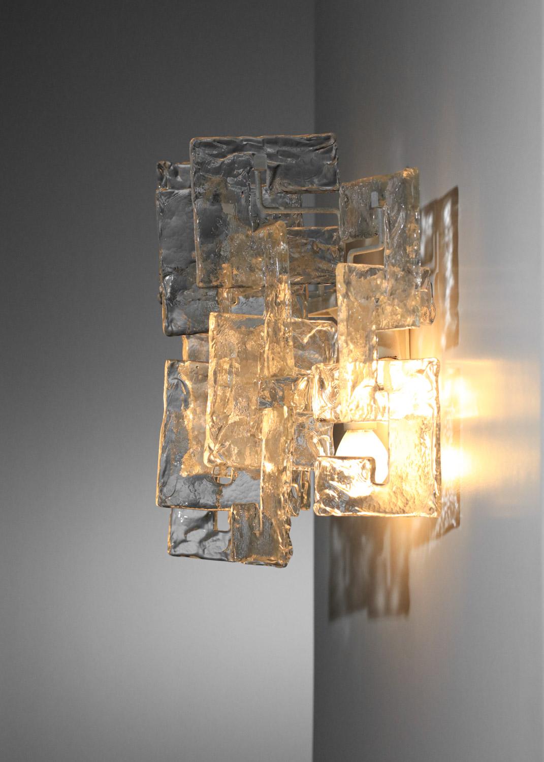 Mid-Century Modern 70's glass wall sconce by Carlo Nason for Mazzega