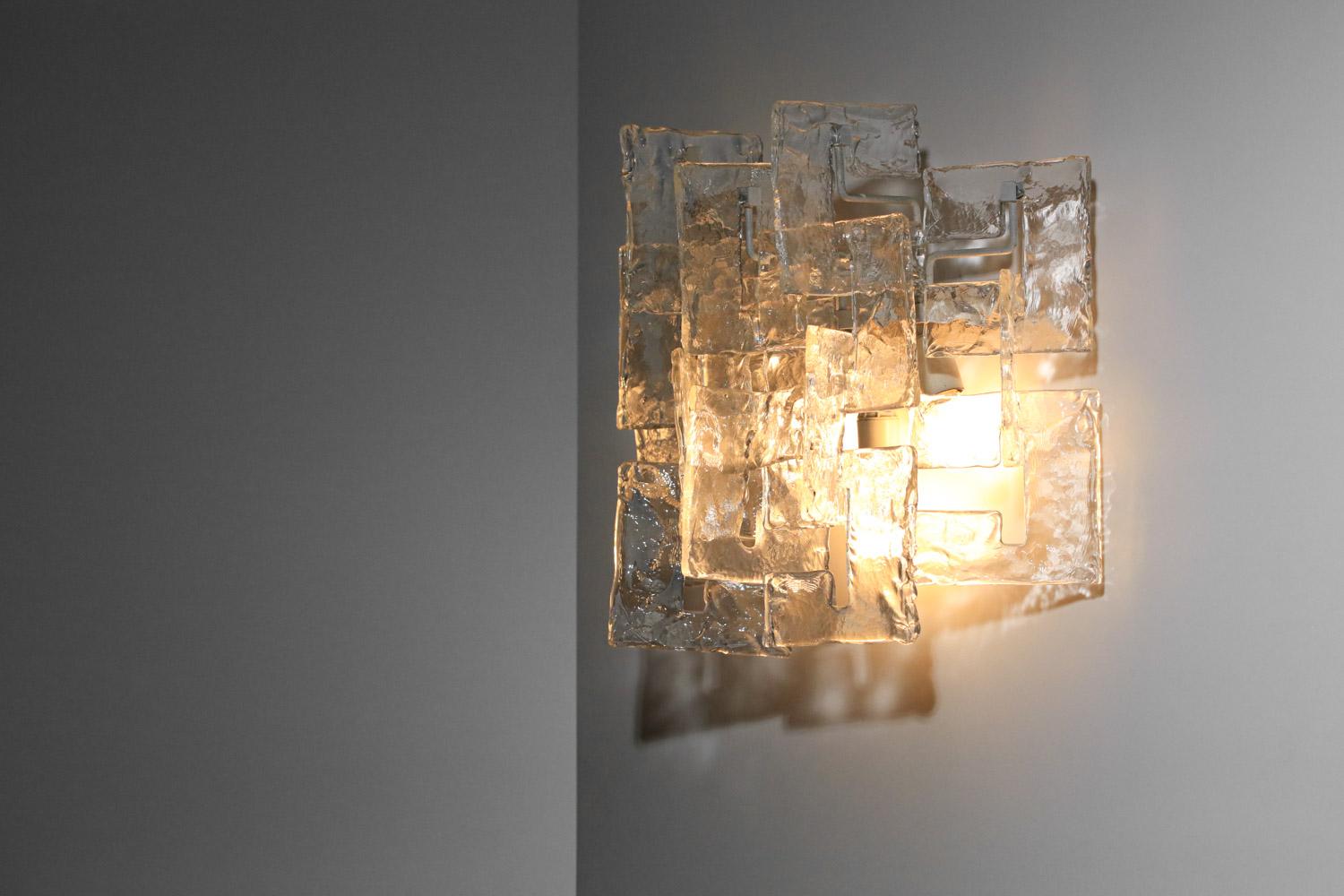 Late 20th Century 70's glass wall sconce by Carlo Nason for Mazzega