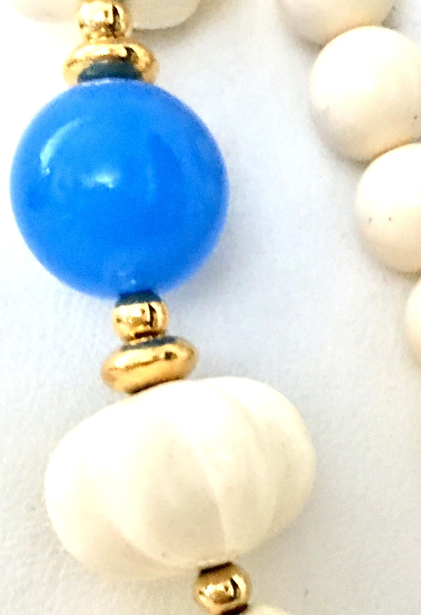 70'S Gold, Blue & Ivory Lucite Bead Necklace By, Trifari For Sale 4