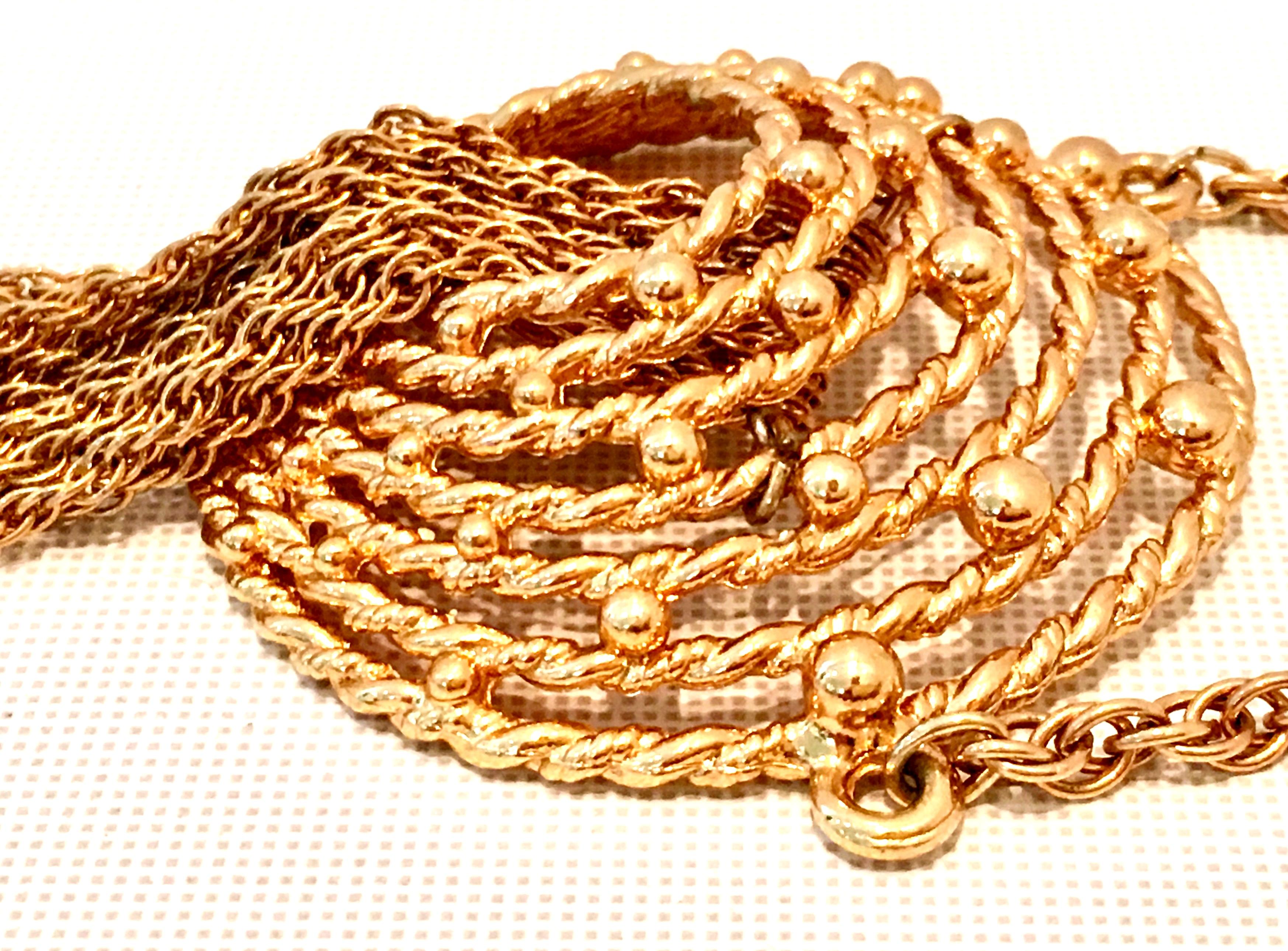 70'S Gold Fringe Tassel Medallion Opera Length Necklace By, Napier 5
