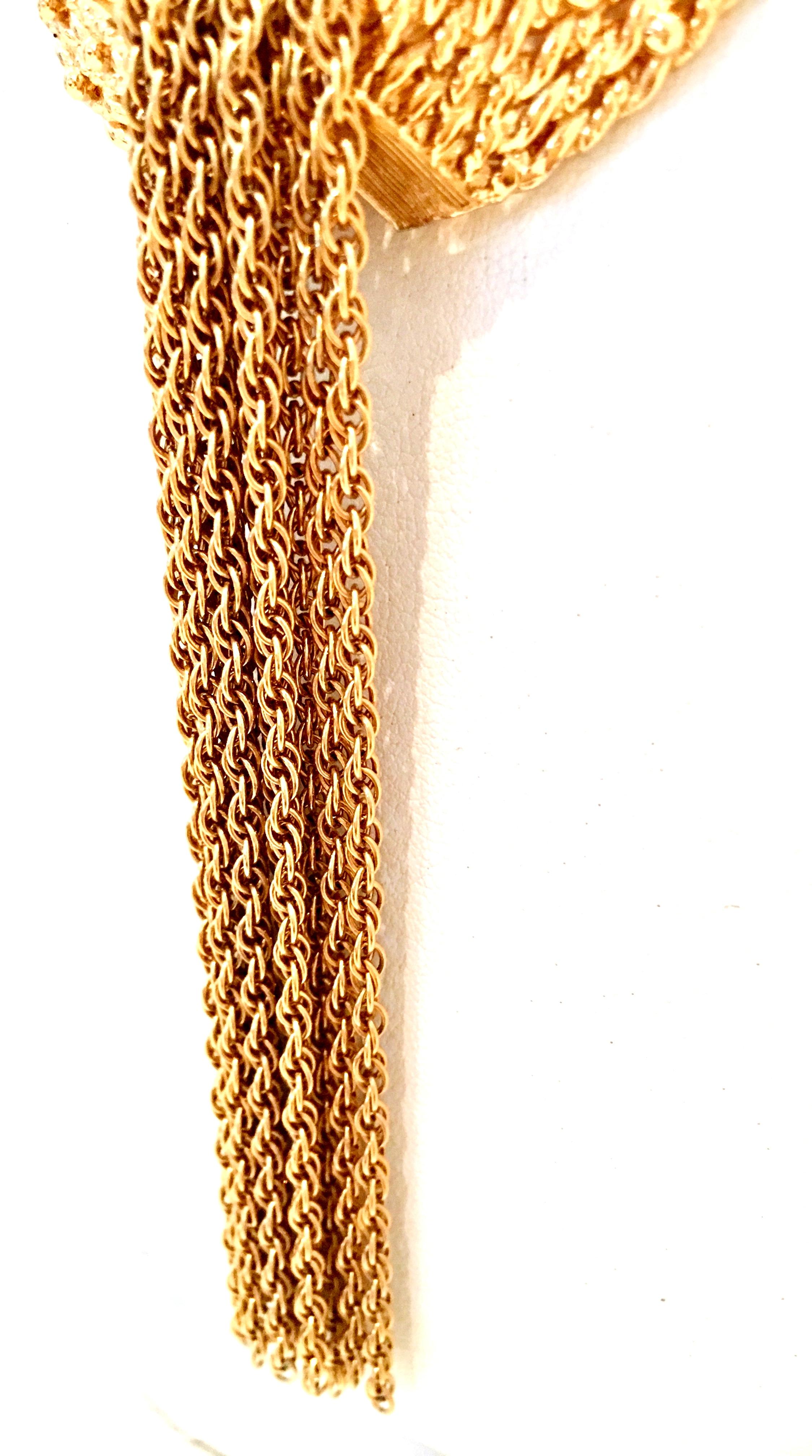 70'S Gold Fringe Tassel Medallion Opera Length Necklace By, Napier 6