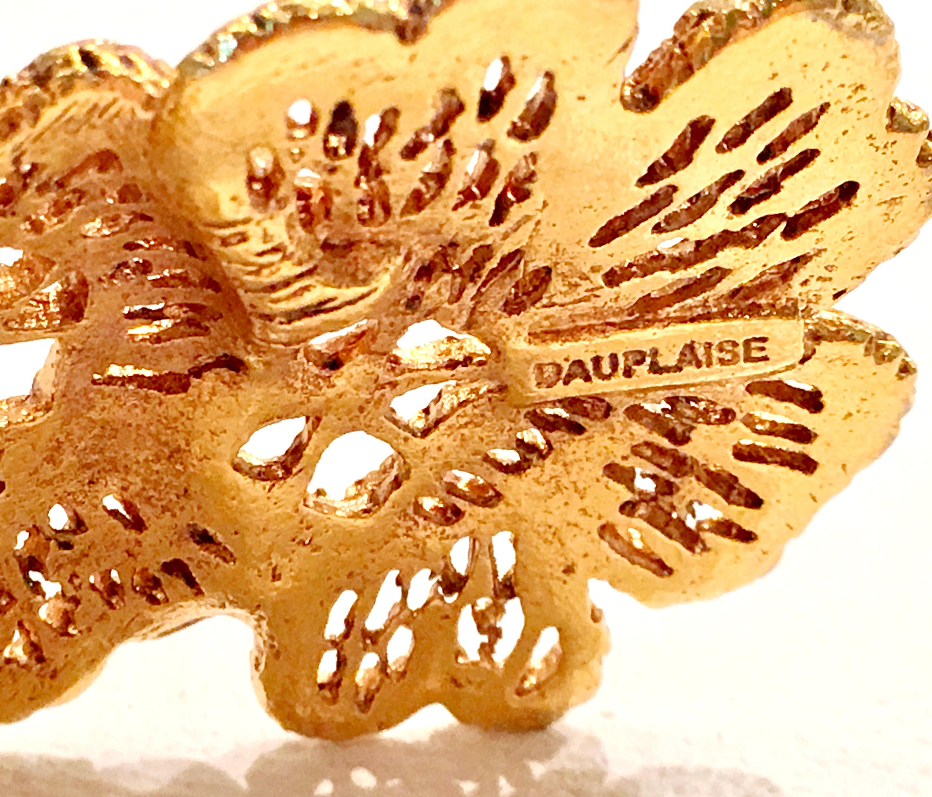70'S Gold Plate Double Flower Earrings By, Carol Dauplaise In Excellent Condition In West Palm Beach, FL
