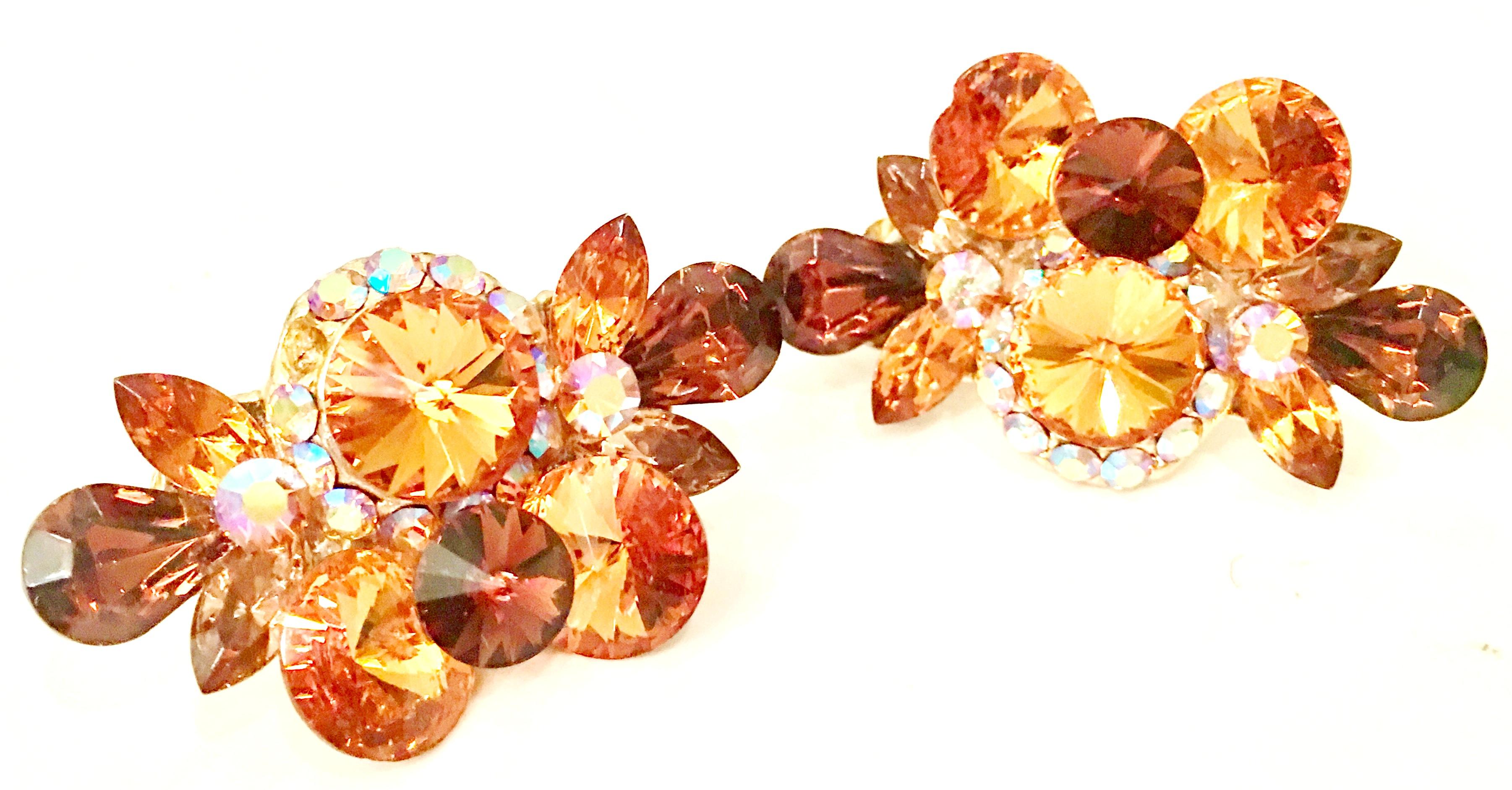 70'S Gold & Swarovski Crystal Rhinestone Earrings By, Delizza & Elster 2