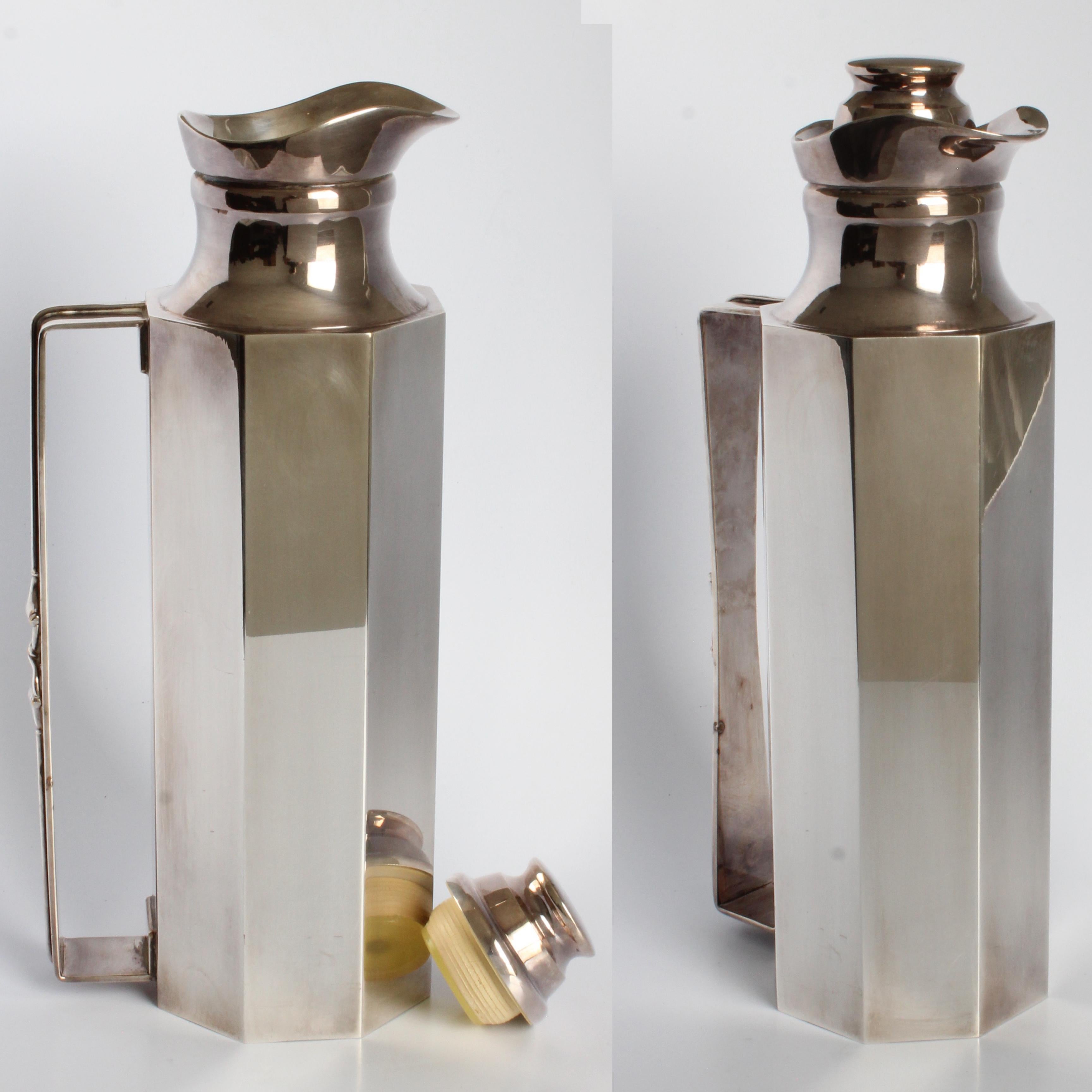 da uomo o donna Set di articoli da bar Gucci anni '70 Decanter d'argento + bicchieri Highball in cristallo con logo GG Italia in vendita