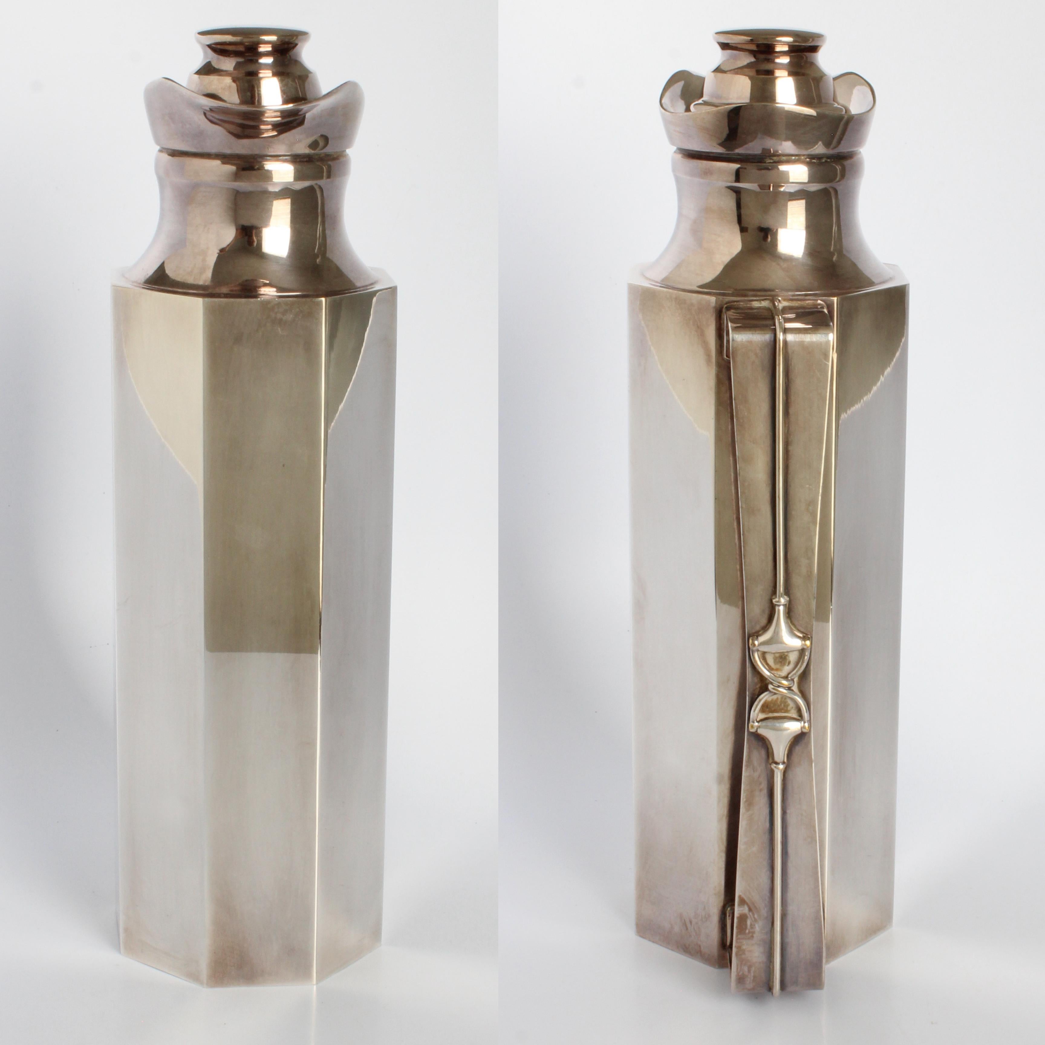 Set di articoli da bar Gucci anni '70 Decanter d'argento + bicchieri Highball in cristallo con logo GG Italia in vendita 1