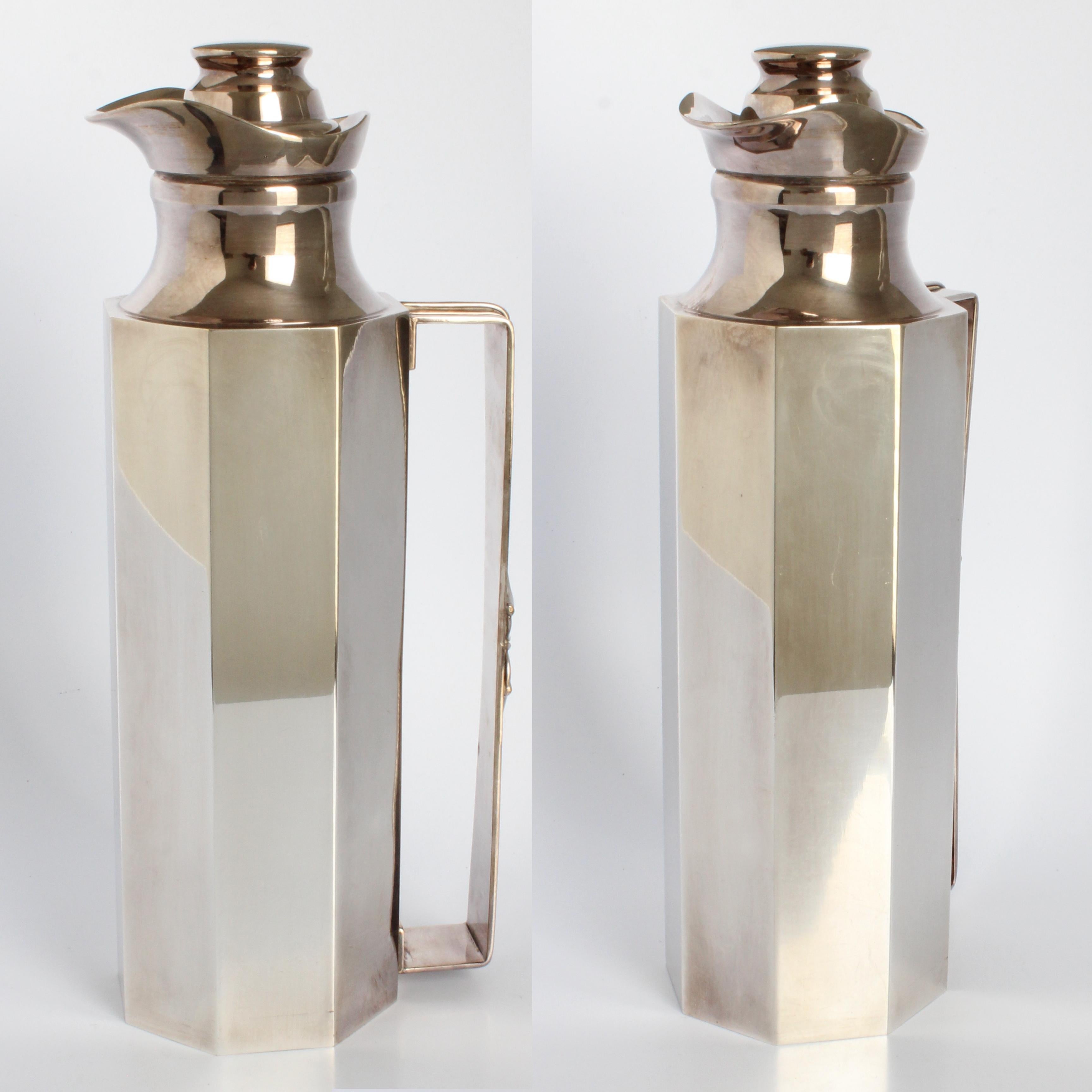 Set di articoli da bar Gucci anni '70 Decanter d'argento + bicchieri Highball in cristallo con logo GG Italia in vendita 2