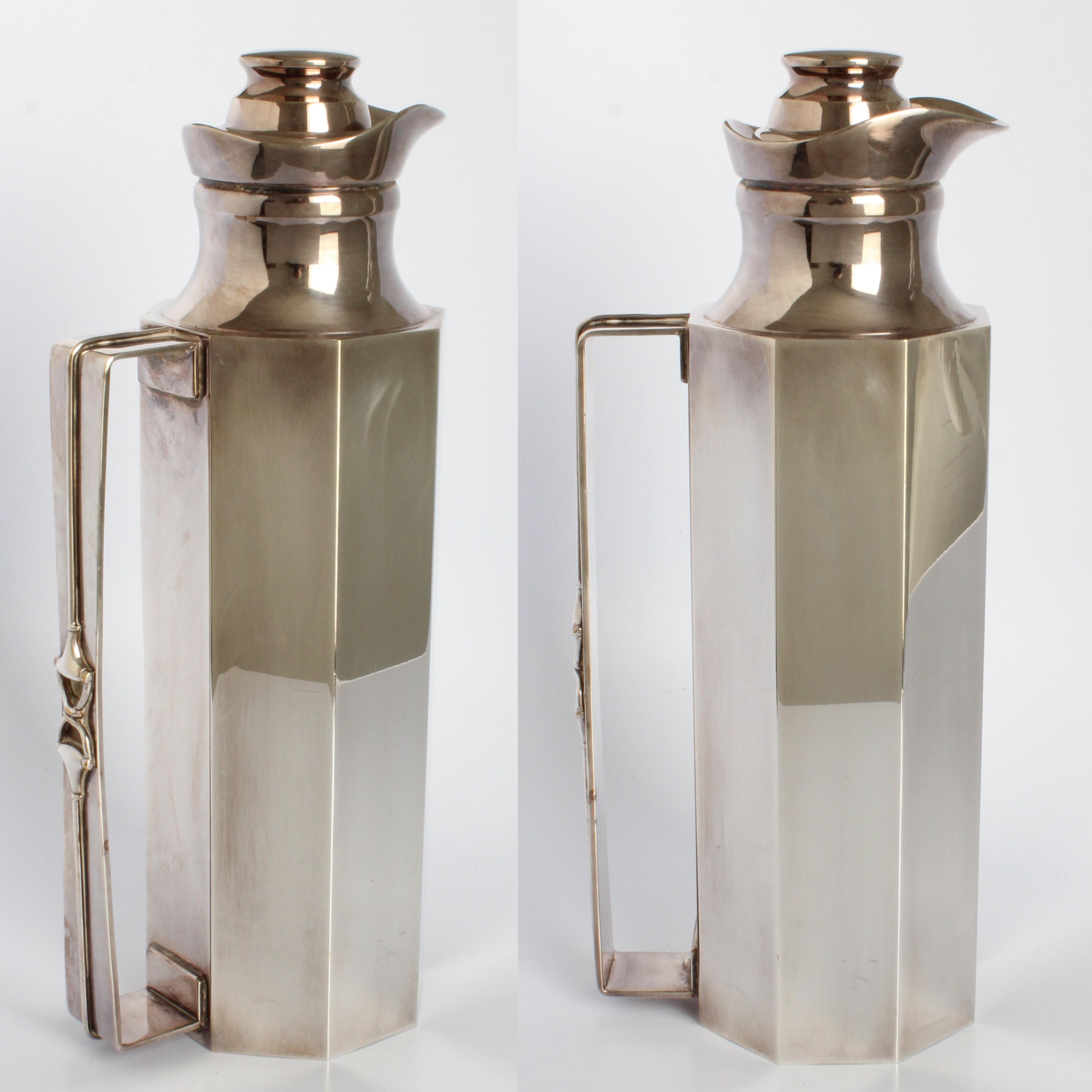 Set di articoli da bar Gucci anni '70 Decanter d'argento + bicchieri Highball in cristallo con logo GG Italia in vendita 3