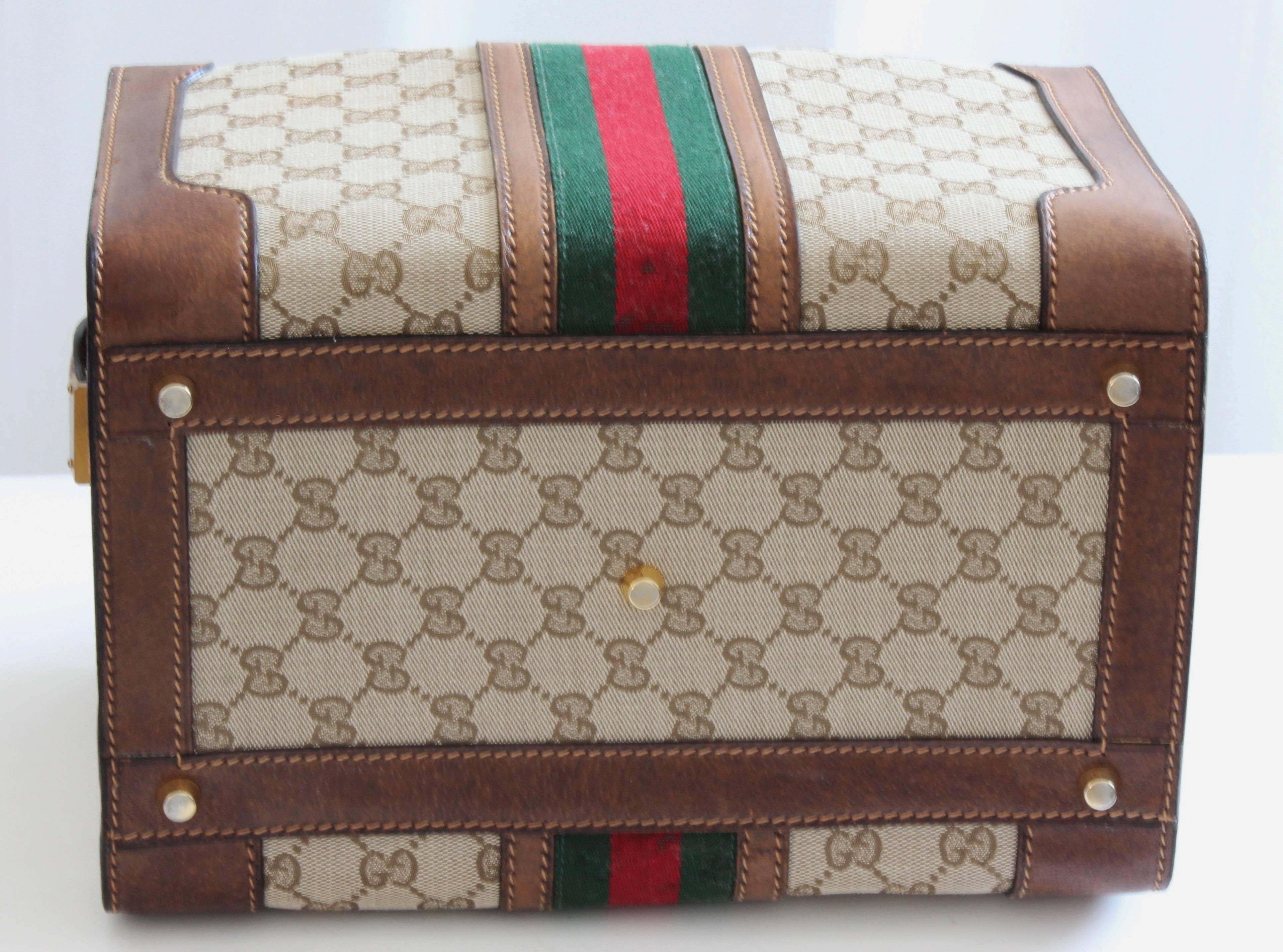 Women's or Men's Gucci Logo Doctors Bag Train Case Vanity Webbing Travel Carry On Luggage, 1970s